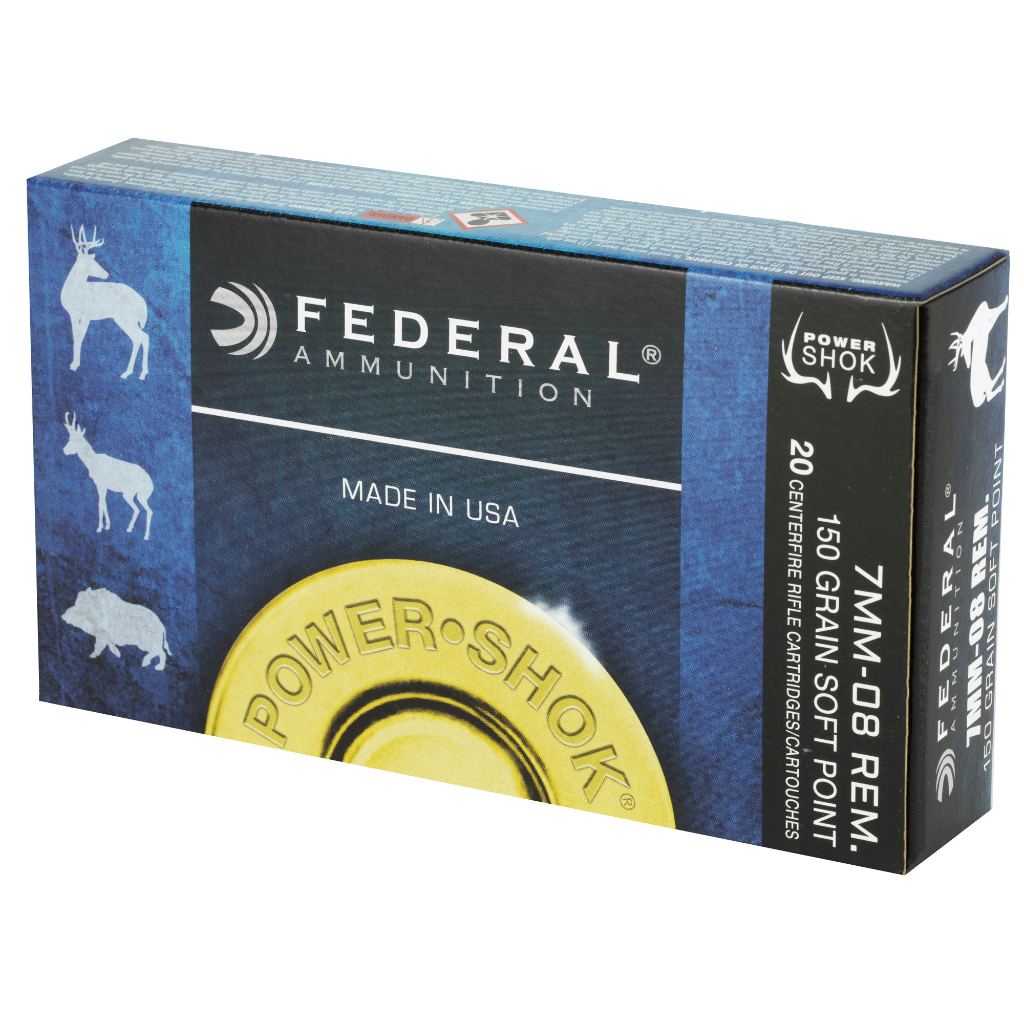 Federal Power-Shok Ammunition 7mm-08 Remington 150 Grain Speer Hot-Cor Soft Point 20RD