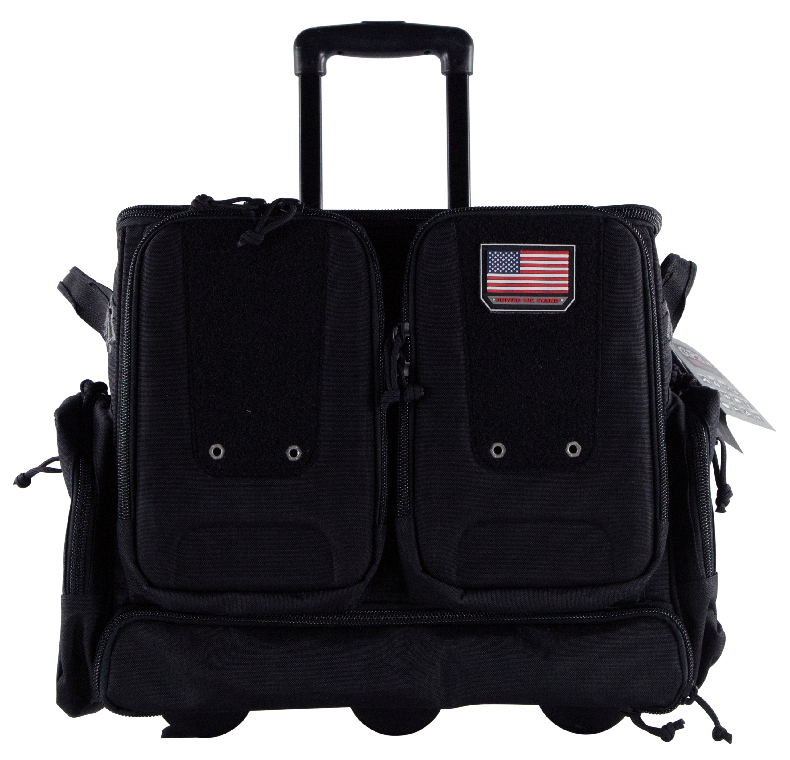 GPS Bags T2112ROBB Tactical Rolling Black 1000D Nylon Teflon Coating with Foam Cradle Holds 6 Handguns, Storage Pockets Holds 4 Additional Guns, Telescoping Handle & ATV Wheels