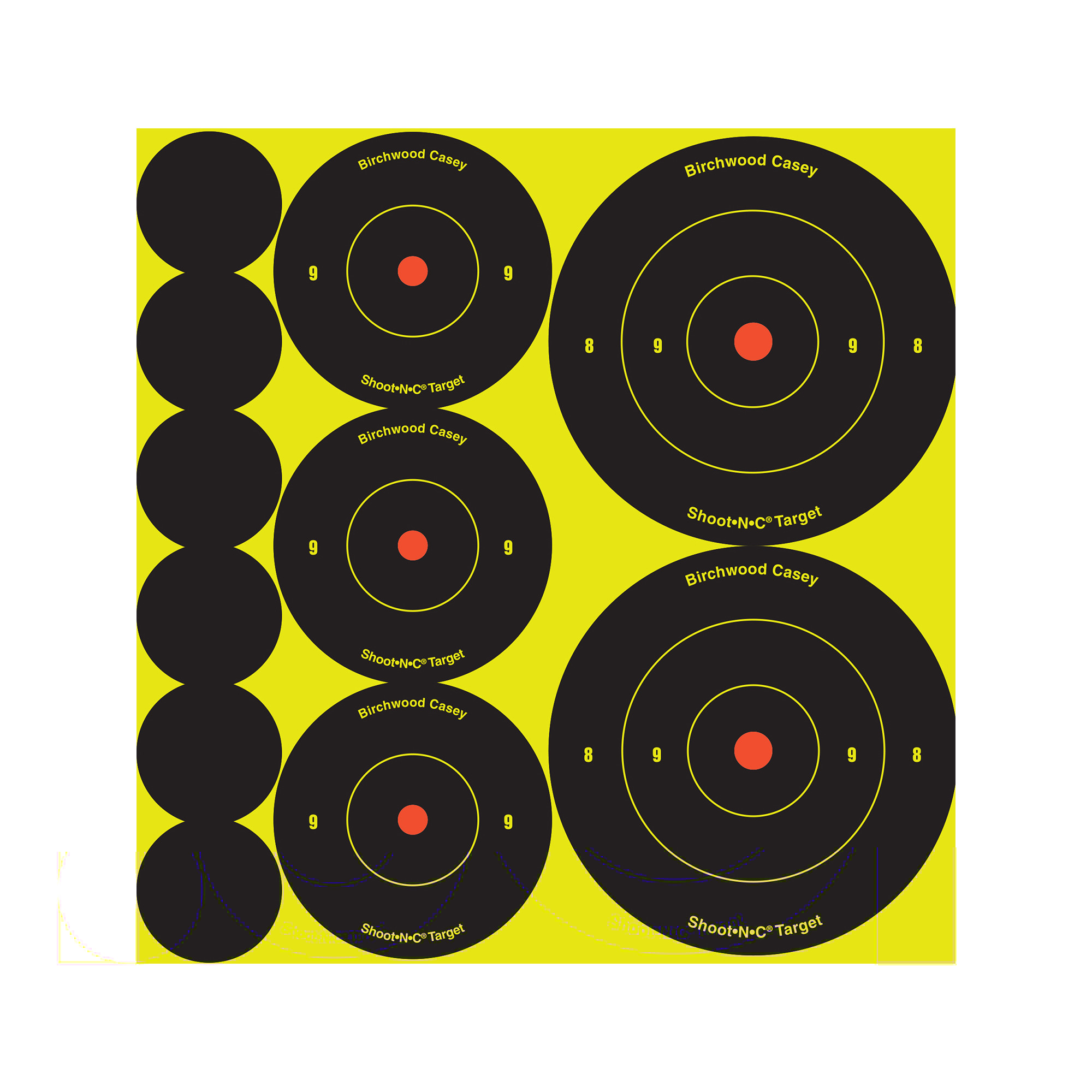 Birchwood Casey 34608 Shoot-N-C Variety Pack Self-Adhesive Paper Universal Black/Yellow Bullseye 132 Targets