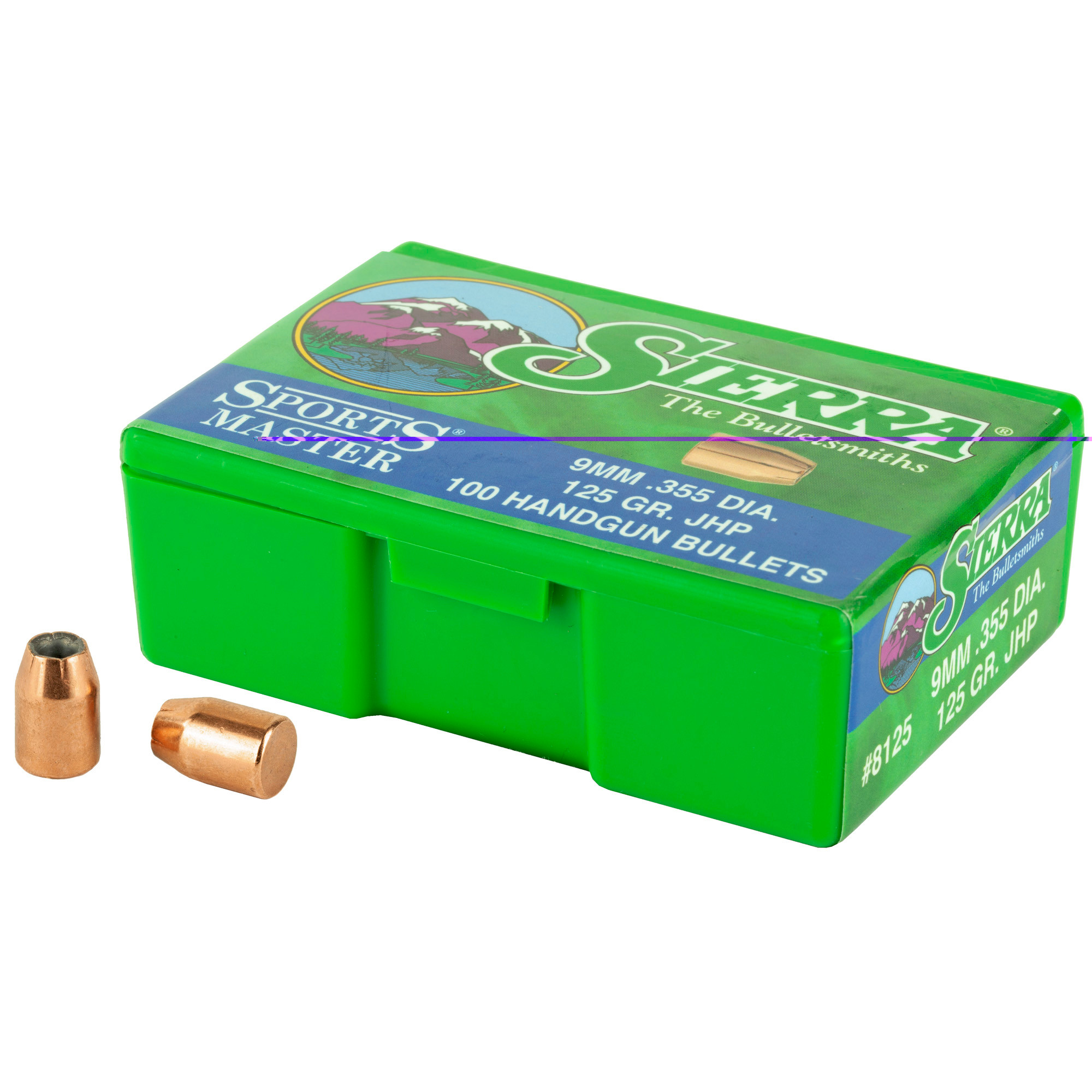 Sierra Sports Master Bullets 9mm (355 Diameter) 125 Grain Jacketed Hollow Point Box of 100