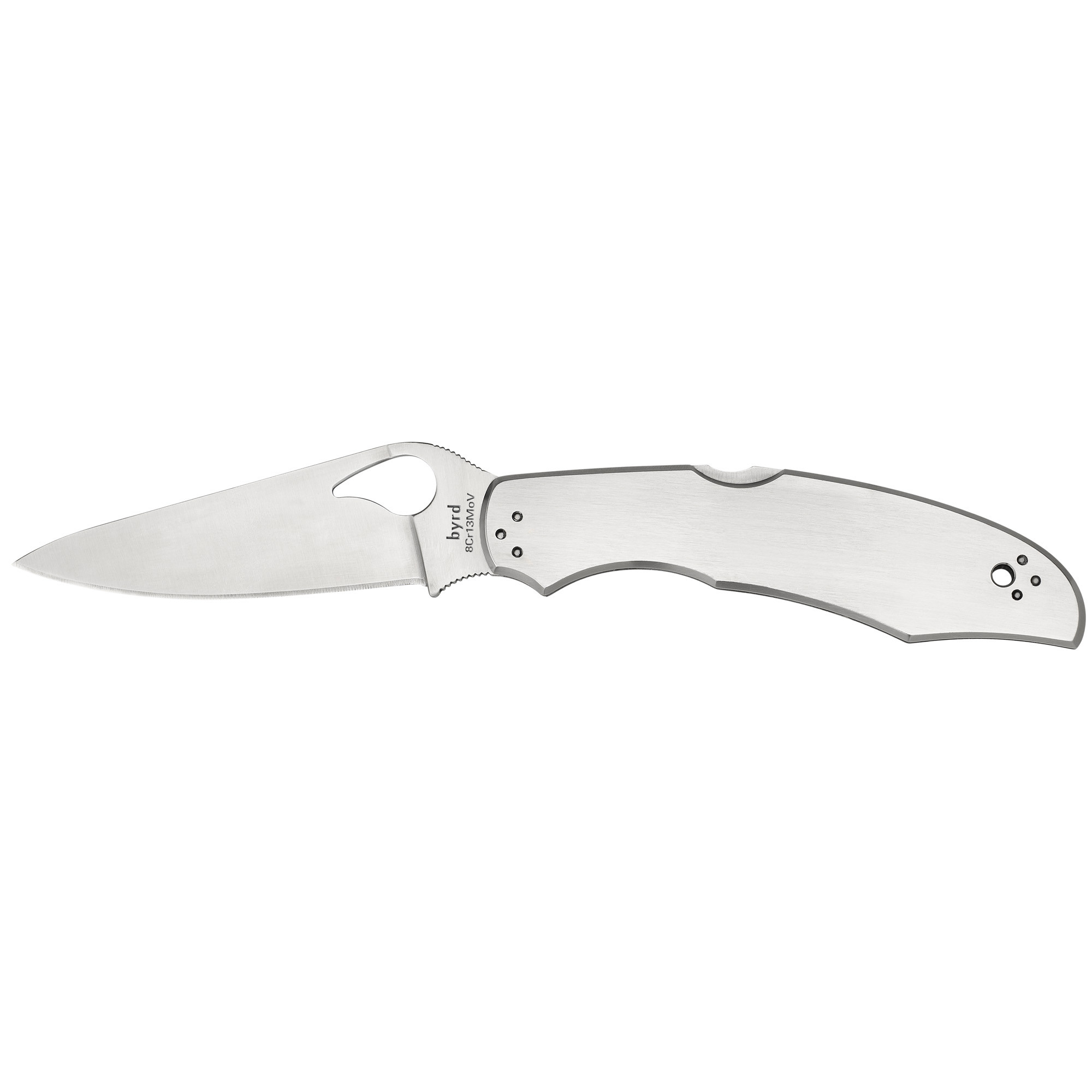 Spyderco BY03P2 Byrd Cara Cara 2 3.75" Folding Spear Point Plain 8Cr13MoV SS Blade Stainless Steel Handle Includes Pocket Clip
