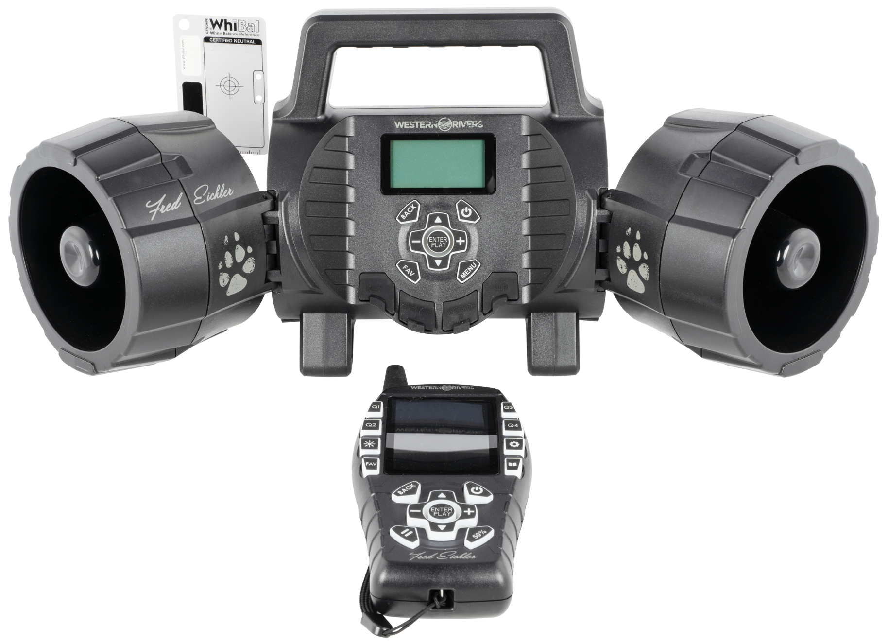 Western Rivers WRCEGCDS Eichler Dual Speaker Electronic Call Multiple Sounds Attracts Predators Features Remote Control Black Plastic