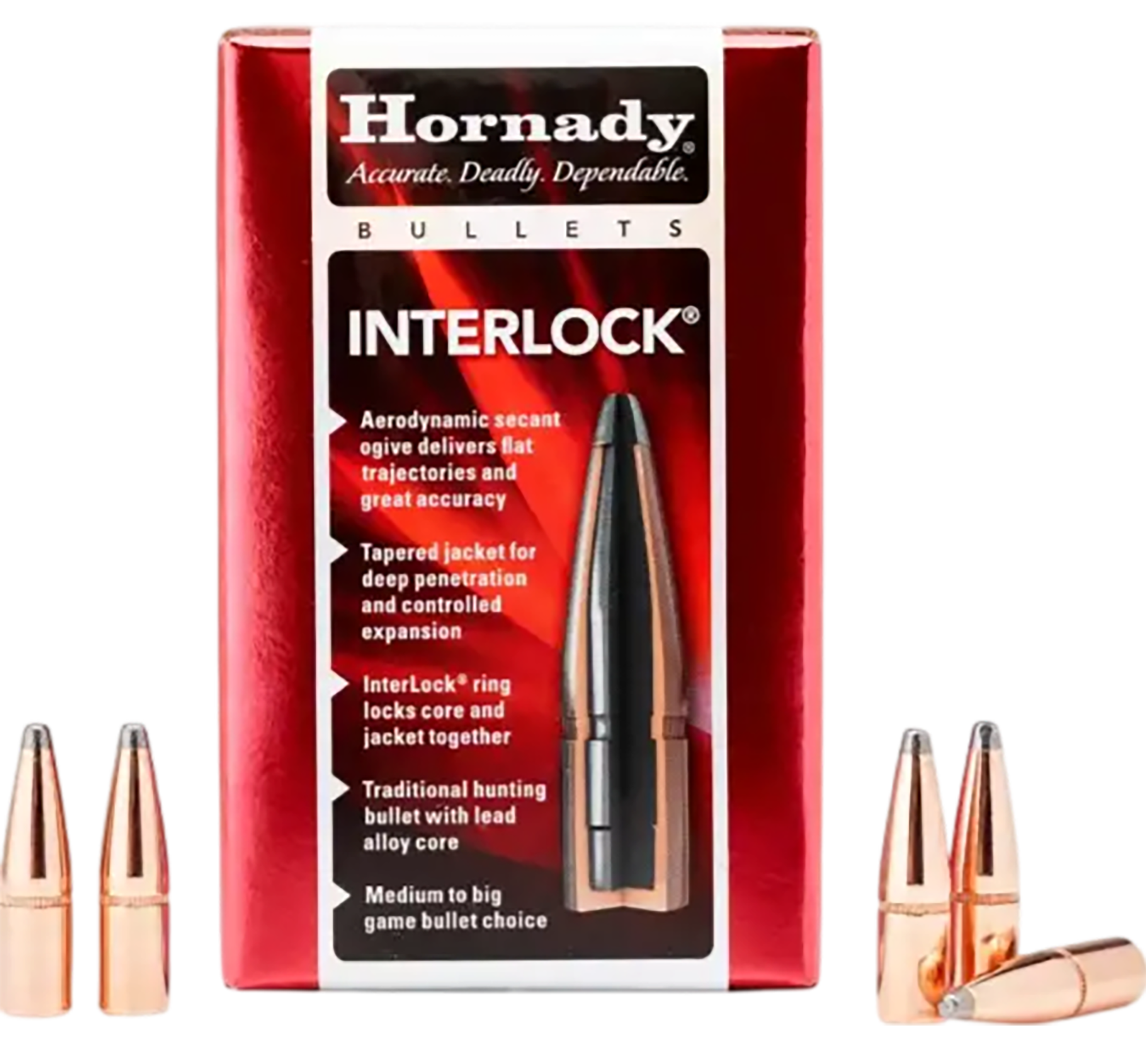 Hornady InterLock Bullets 264 Caliber, 6.5mm (264 Diameter) 160 Grain Round Nose Box of 100