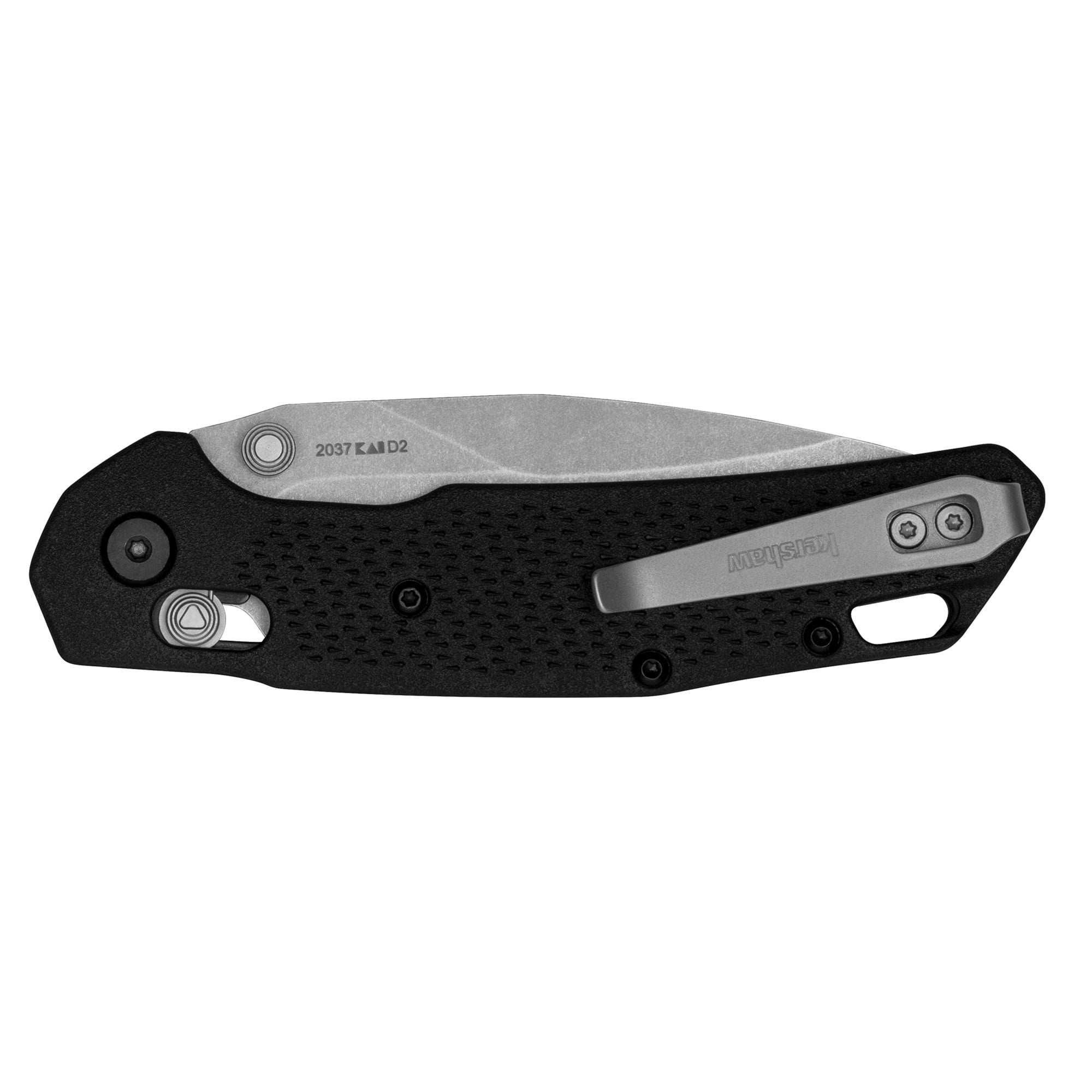 Kershaw 2037 HeistMid-Size 3.20" Folding Clip Point Plain Stonewashed D2 Steel Blade/Gray Textured Glass-Filled Nylon Handle Includes Pocket Clip