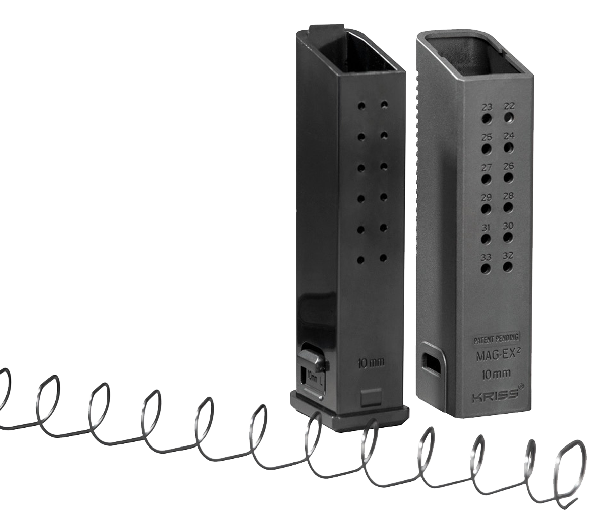 Kriss USA KVAMX2K10BL00 Mag-Ex2 Extension Kit made of Polymer with Black Finish & Adds 18 Extra Rounds for 10mm Auto 15rd Glock 20, 40 Gen3-5 Magazines (33rd Total)