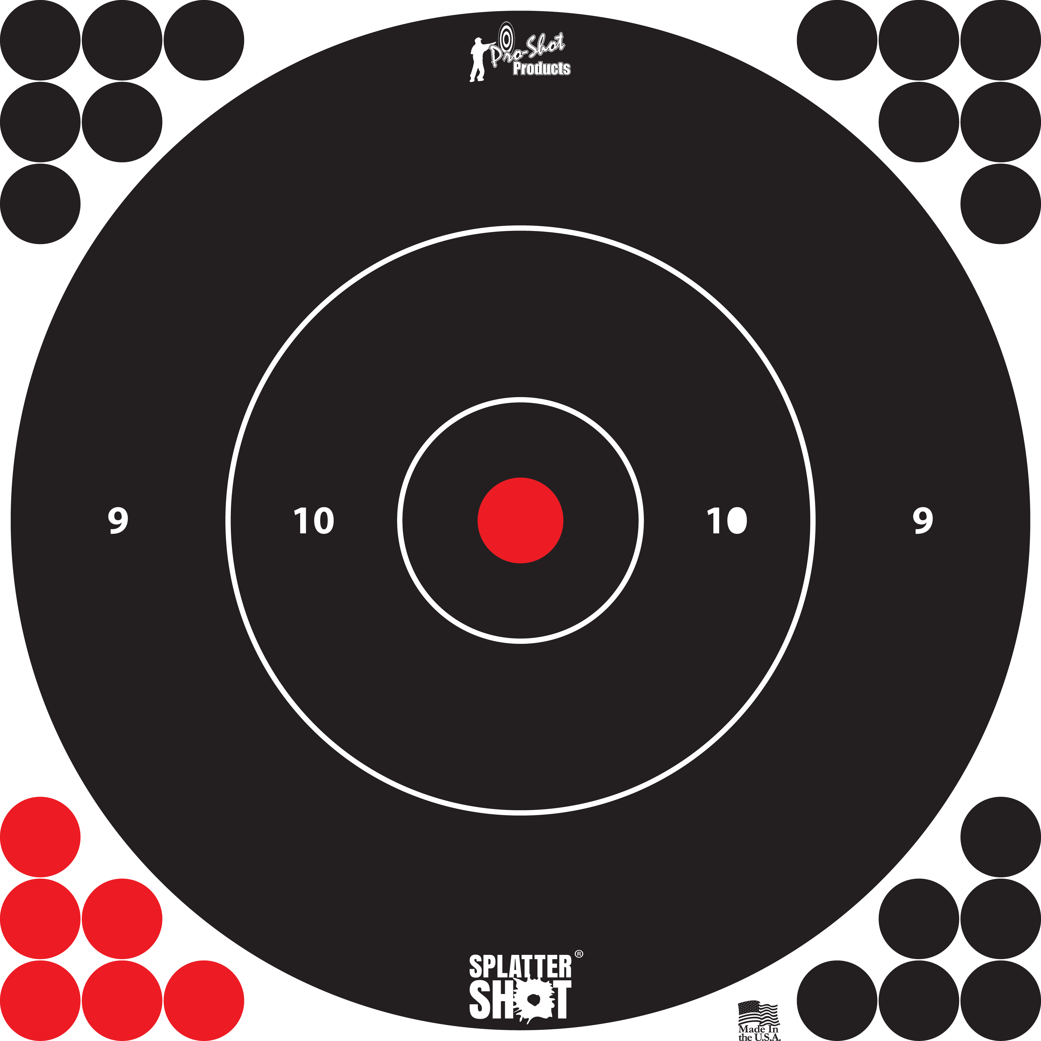 Pro-Shot 12BWHTE5PK SplatterShotBlack/White Self-Adhesive Paper Impact Enhancement 12" Bullseye 5 Pack Includes Pasters