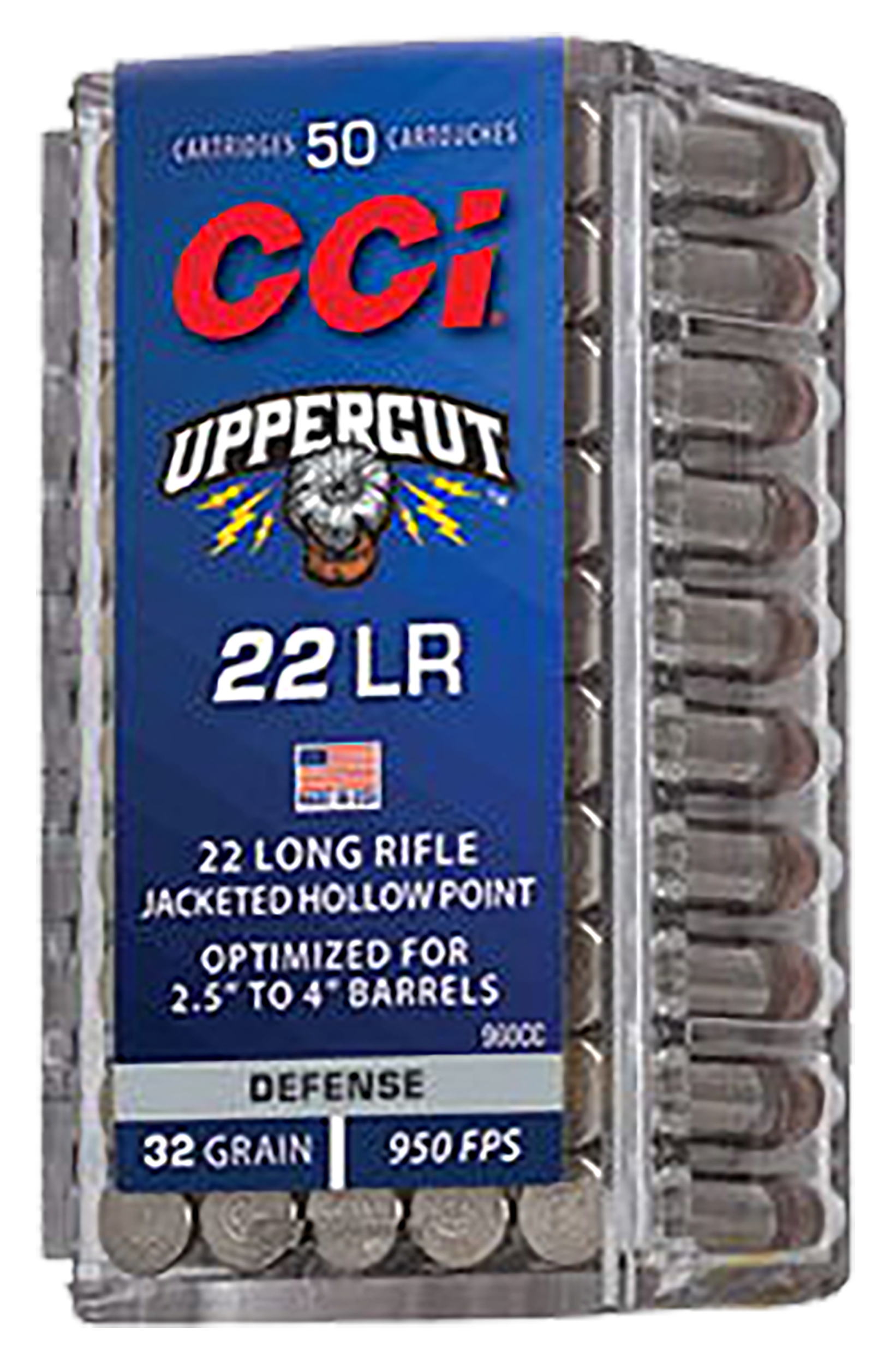CCI 960CC Uppercut Defense 22 LR 32 gr Jacketed Hollow Point (JHP) 50 Per Box/ 100 Cs