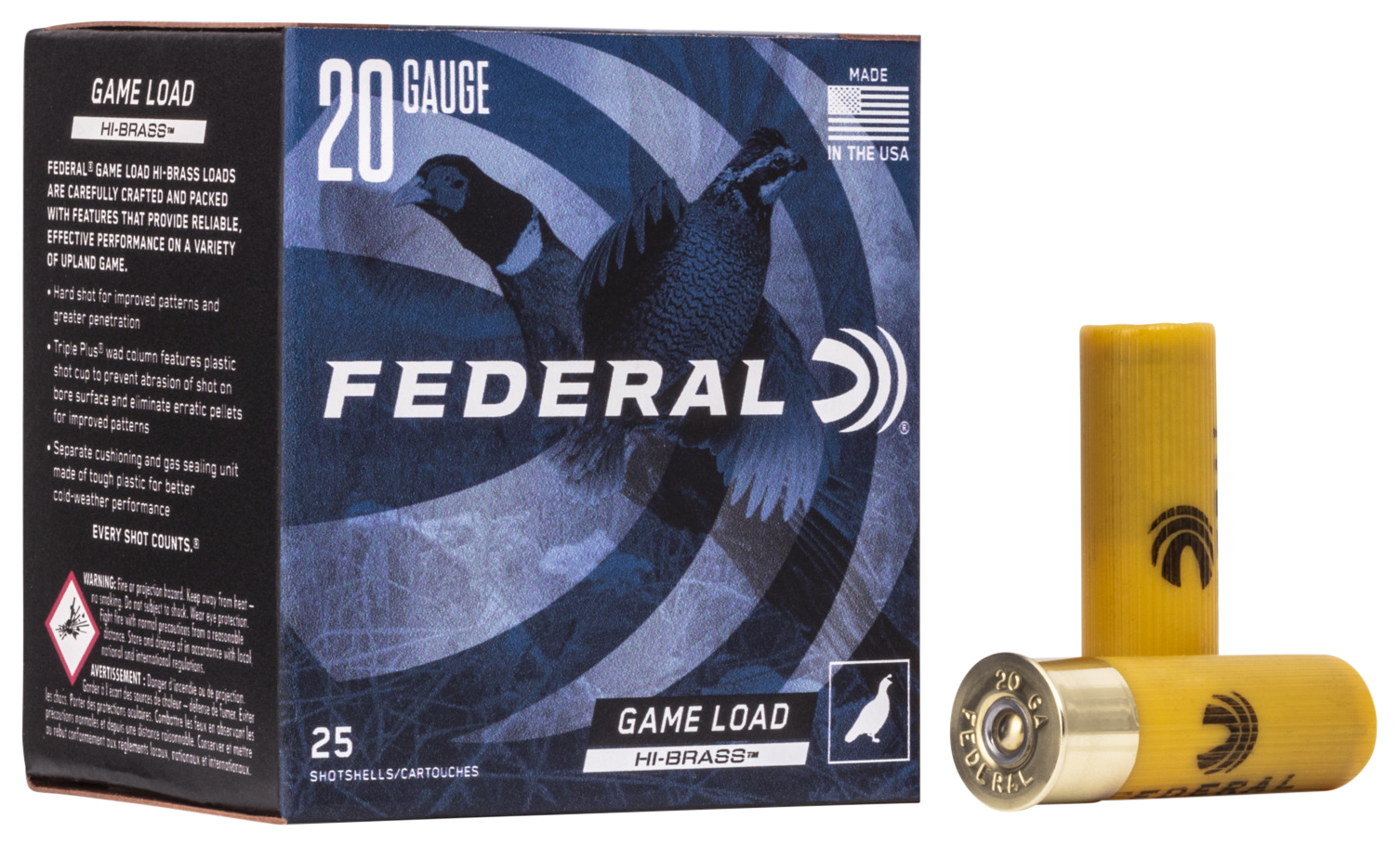Federal H2044 Game-Shok High Brass 20 Gauge 2.75" 1 oz 1220 fps 4 Shot 25ea