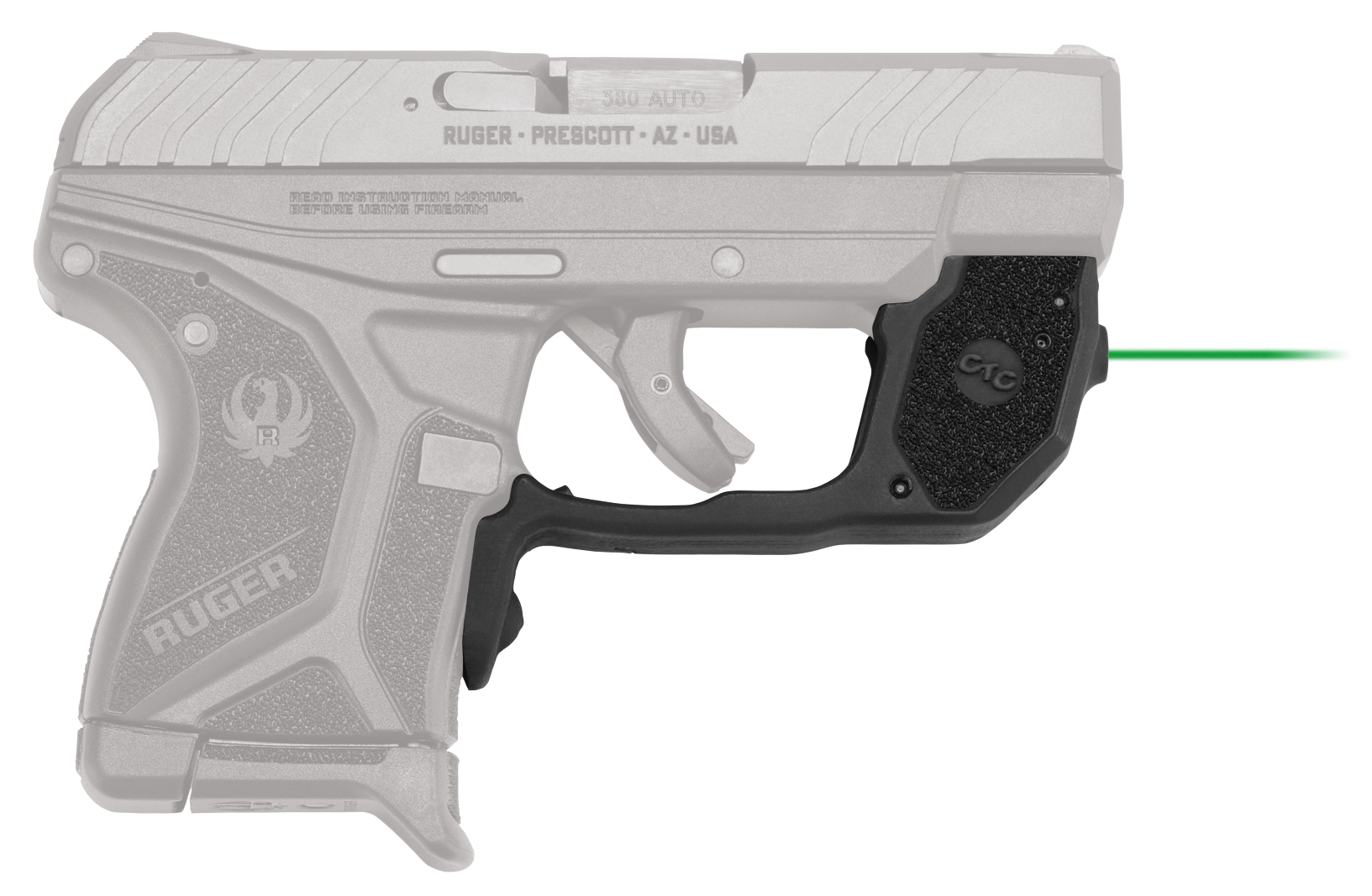 Crimson Trace LG497G Laserguard5mW Green Laser with 532nM Wavelength & 50 ft Range Black Finish for Ruger LCP II