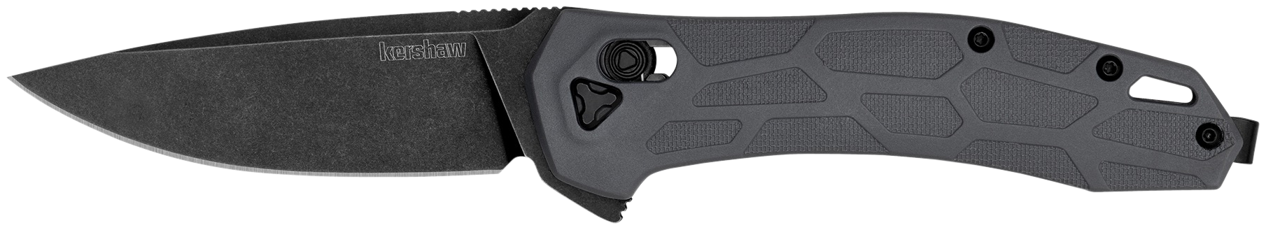 Kershaw 2042 CovalentMid-Size 3.20" Folding Drop Point Plain Black Oxide Blackwash D2 Steel Blade/ Gray Textured Pockets Glass-Filled Nylon Handle Includes Pocket Clip