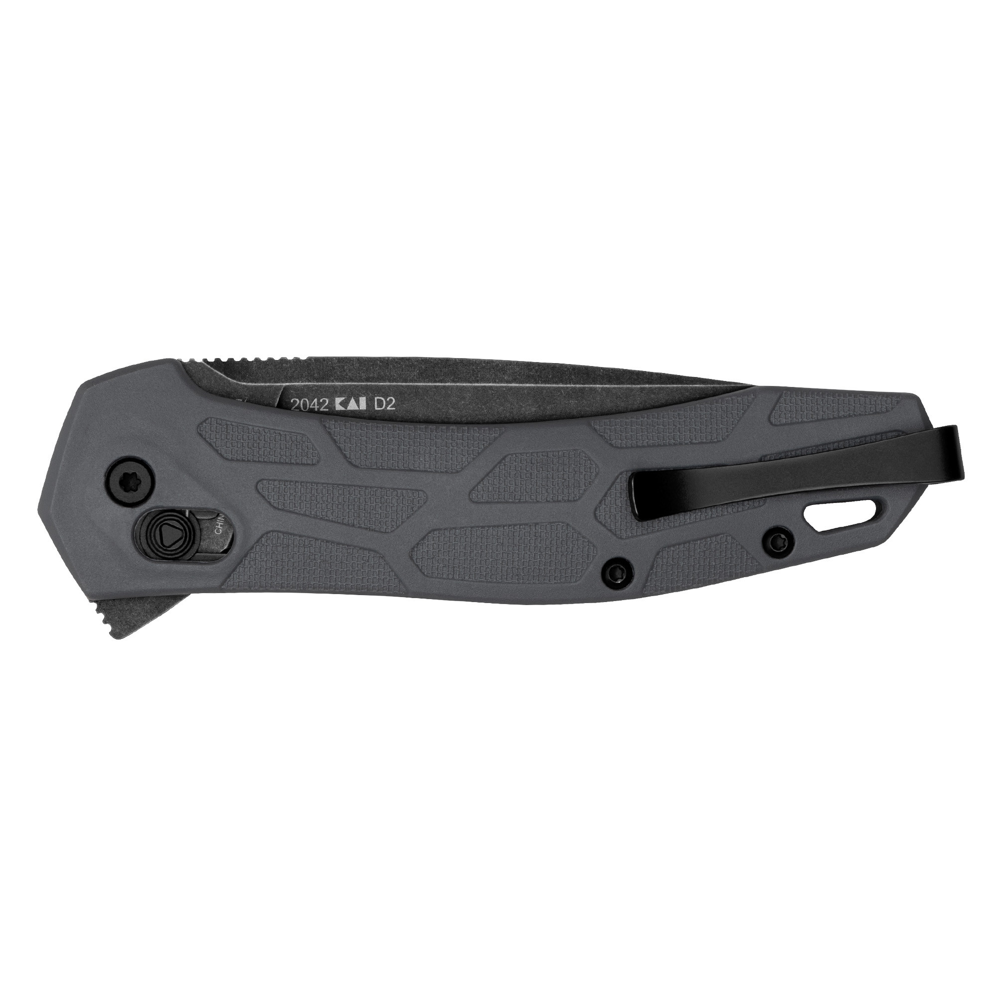Kershaw 2042 CovalentMid-Size 3.20" Folding Drop Point Plain Black Oxide Blackwash D2 Steel Blade/ Gray Textured Pockets Glass-Filled Nylon Handle Includes Pocket Clip
