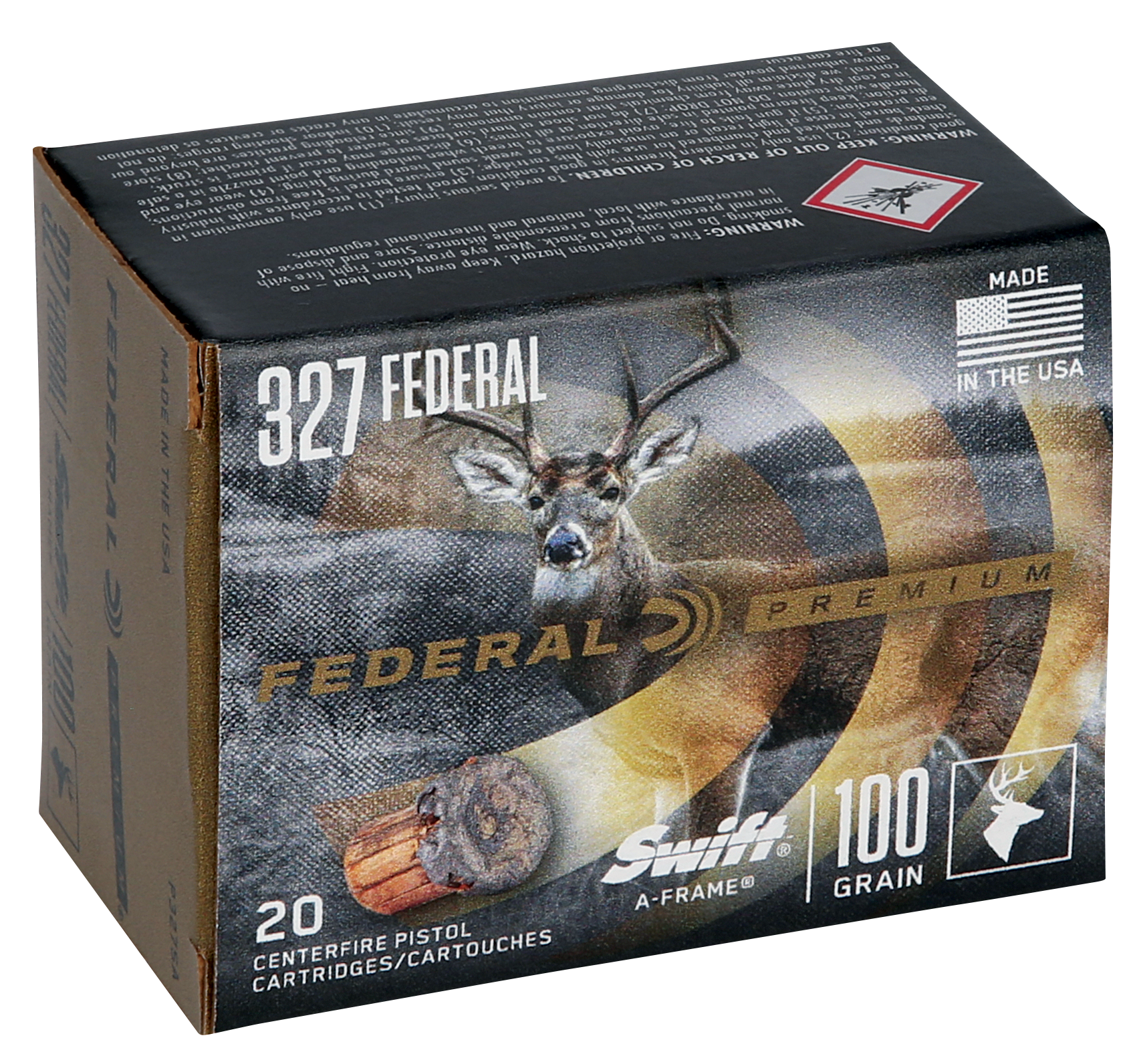 Federal Premium Ammunition 327 Federal Magnum 100 Grain Swift A-Frame Jacketed Hollow Point 20RD