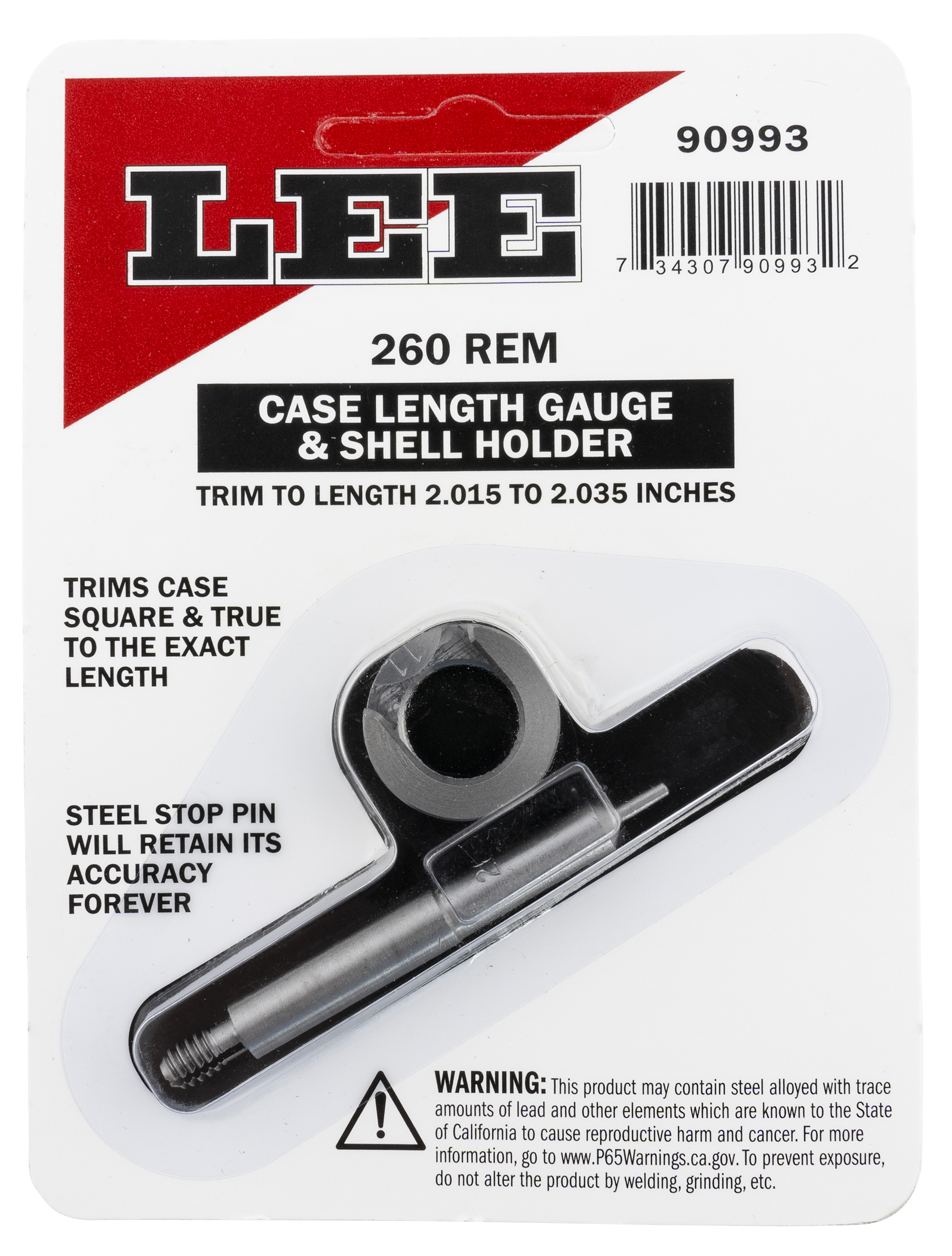 Lee 90993 Case Length Gauge w|Shell Holder 2 Piece 260 Remington
