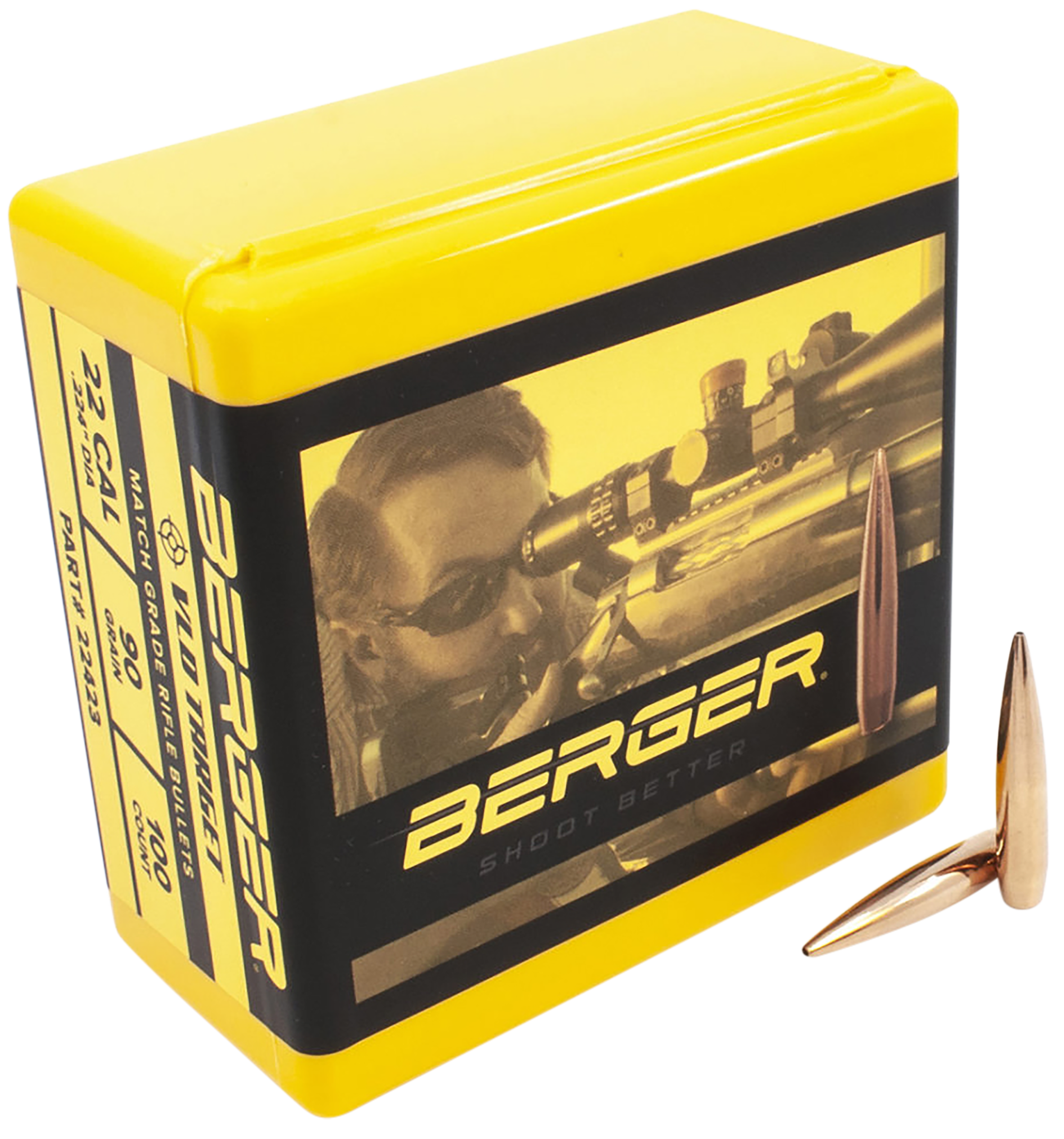 Berger Target Bullets 22 Caliber (224 Diameter) 90 Grain VLD Hollow Point Boat Tail Box of 100