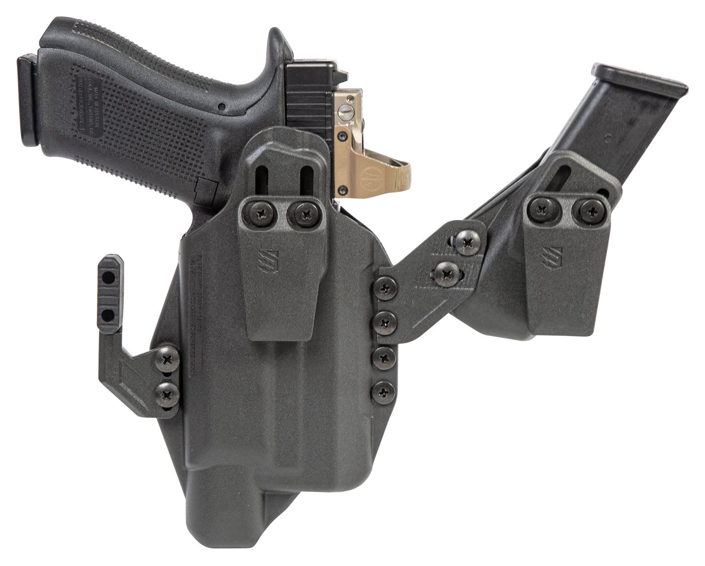 Blackhawk 416876BK StacheIWB Size 76 Black Polymer Belt Clip Fits Glock 43X/48 w/SureFire XSC Ambidextrous