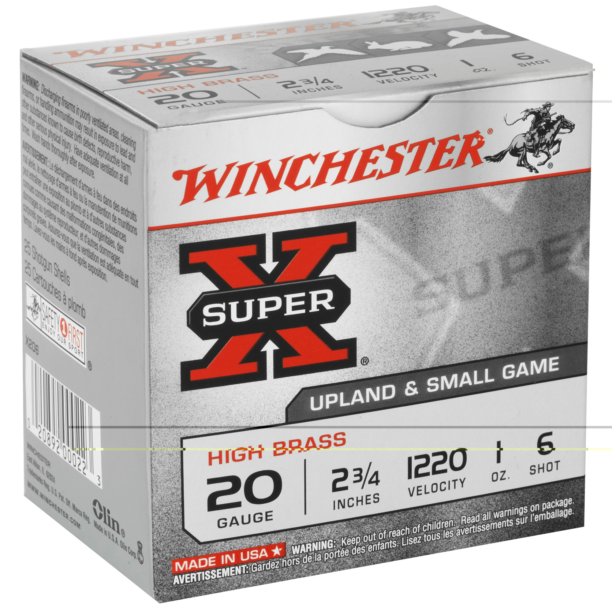 Winchester Ammo X206 Super X Heavy Game Load High Brass 20 Gauge 2.75" 1 oz 1220 fps 6 Shot 25ea