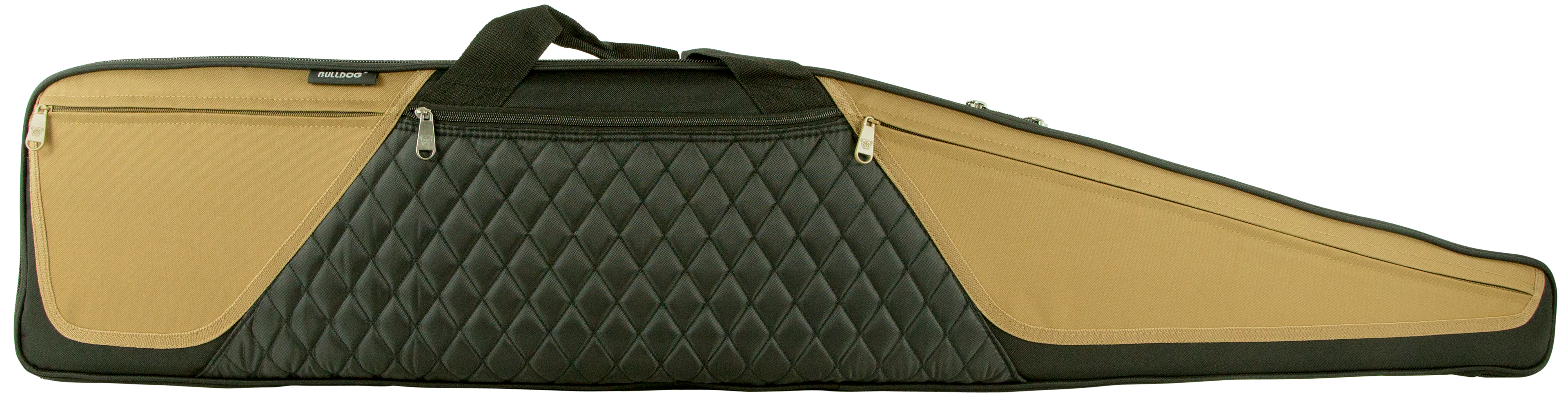 Bulldog BD365 Elite Shotgun Case made of Water-Resistant Nylon with Black Finish & Tan Trim, 3 Exterior Zippered Pockets, Soft Lining, & Deluxe Padded Shoulder Strap 52" L