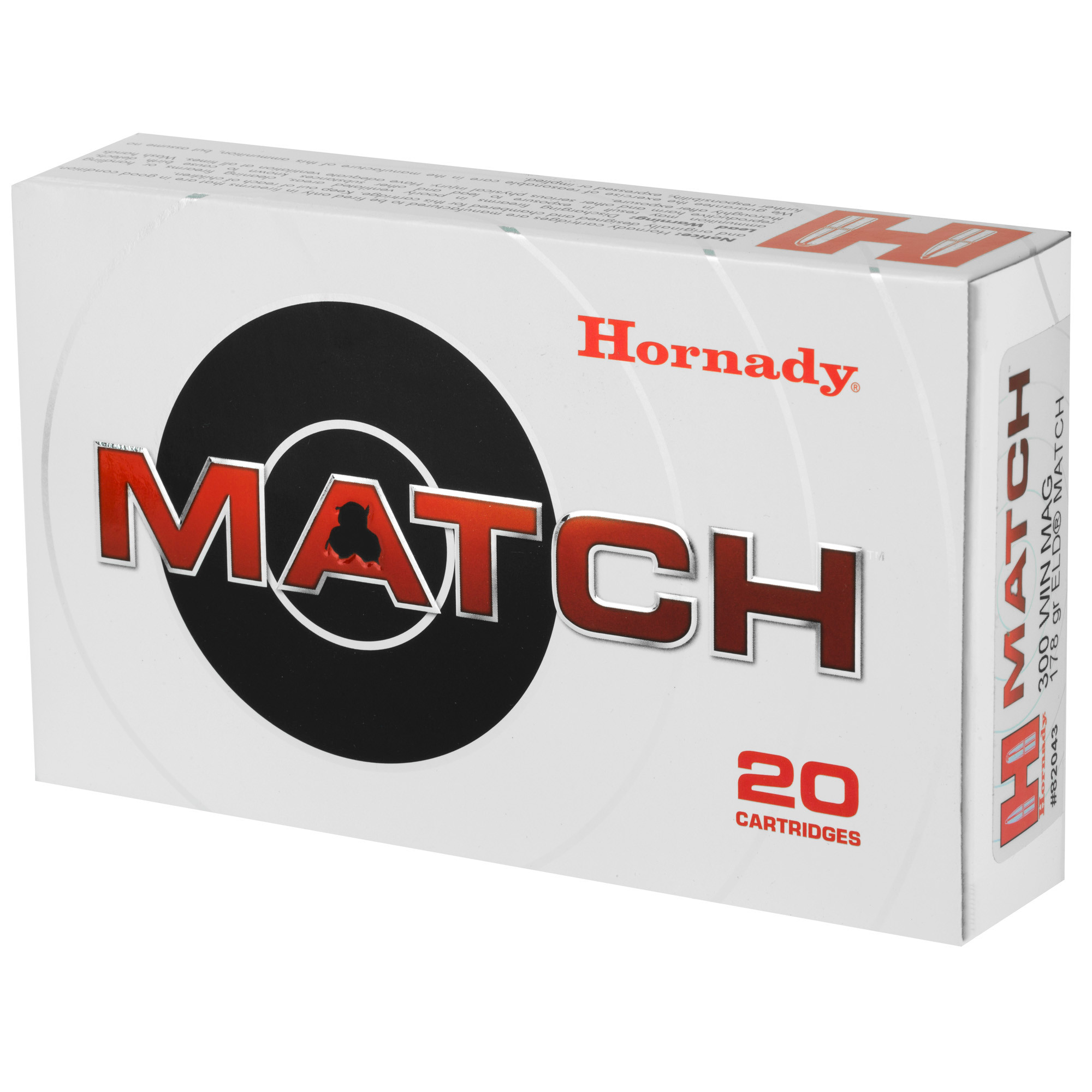 Hornady Match Ammunition 300 Winchester Magnum 178 Grain ELD Match 20RD