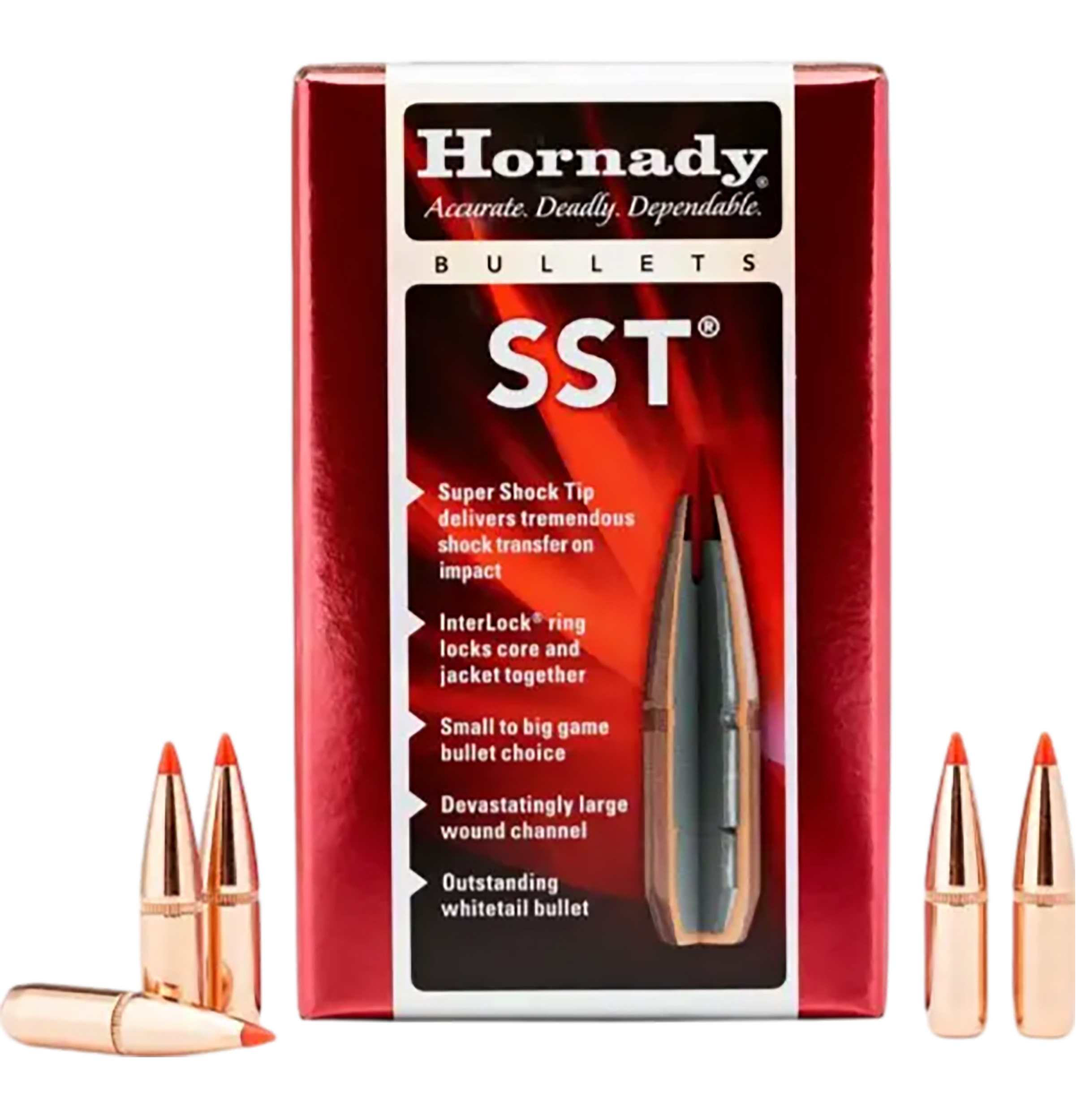 Hornady SST Bullets 284 Caliber, 7mm (284 Diameter) 162 Grain InterLock Polymer Tip Spitzer Boat Tail Box of 100