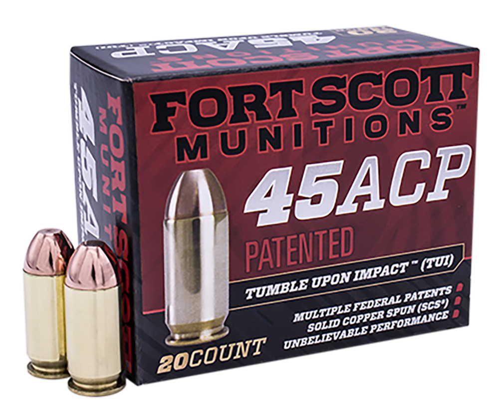 Fort Scott Munitions 450180SCV Tumble Upon Impact (TUI) Self Defense 45 ACP 180 gr Solid Copper Spun (SCS) 20rd Bx