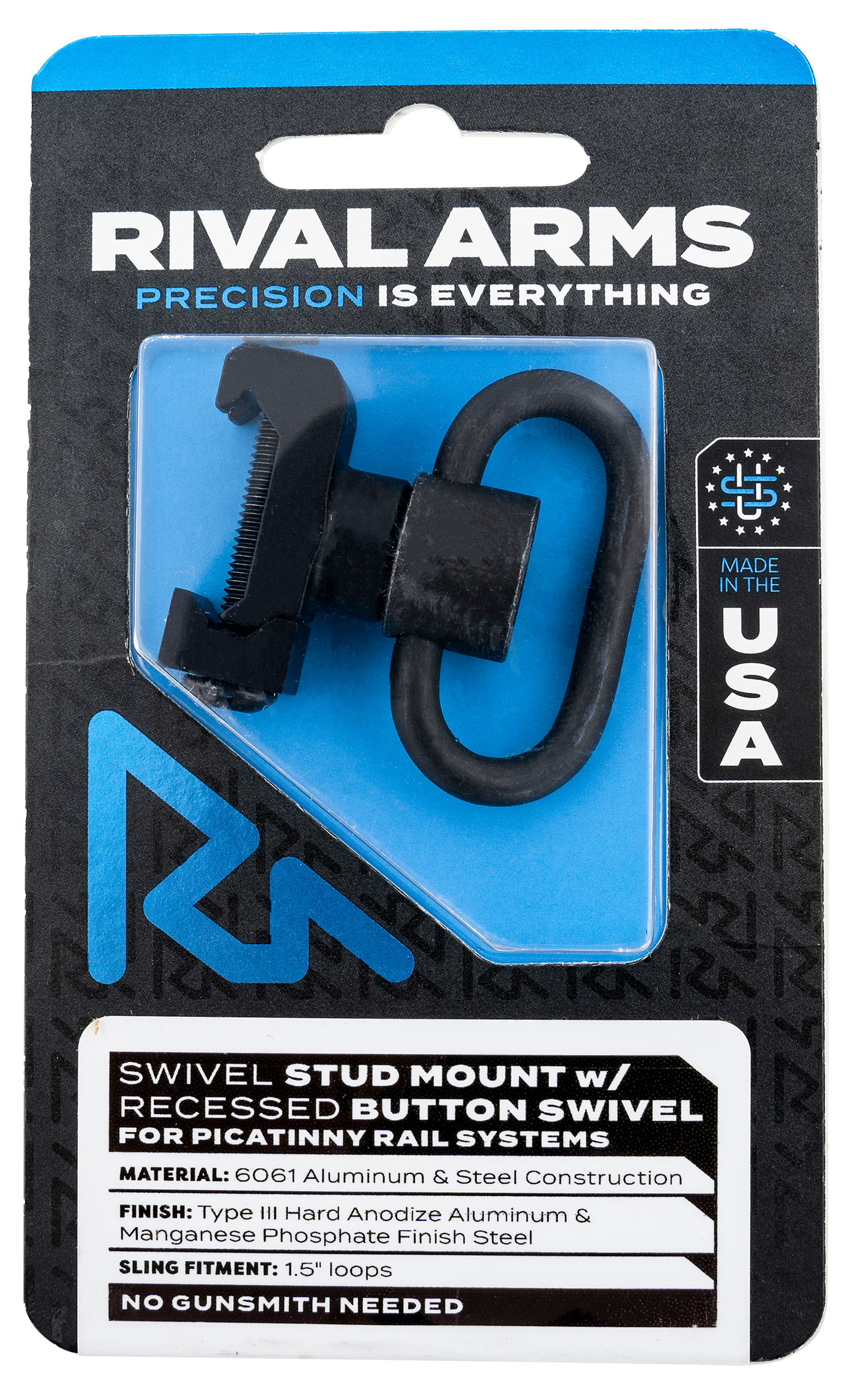 Rival Arms RARA92P2A Swivel Stud Mountwith Black Manganese Phosphate 1.5" Recessed Button Steel Swivel compatible with Picatinny Rail