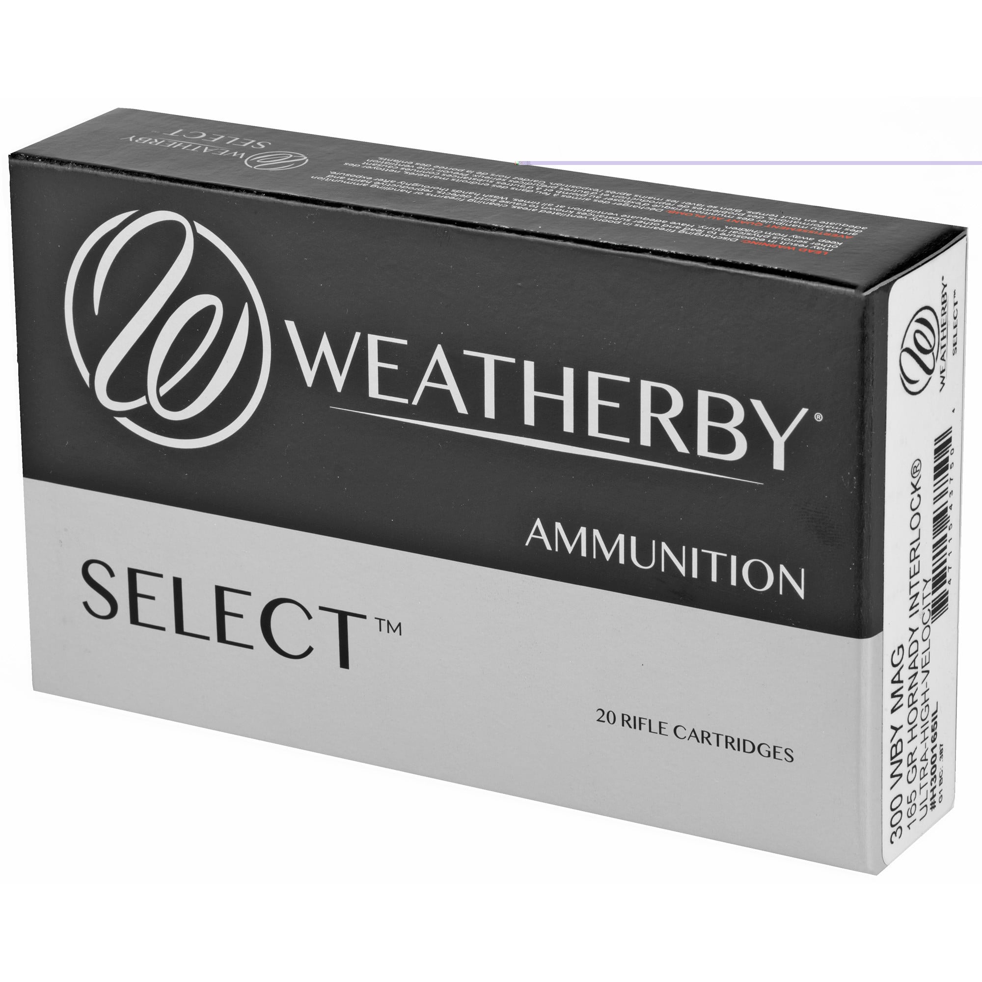 Weatherby Select Ammunition 300 Weatherby Magnum 165 Grain Jacketed Soft Point 20RD