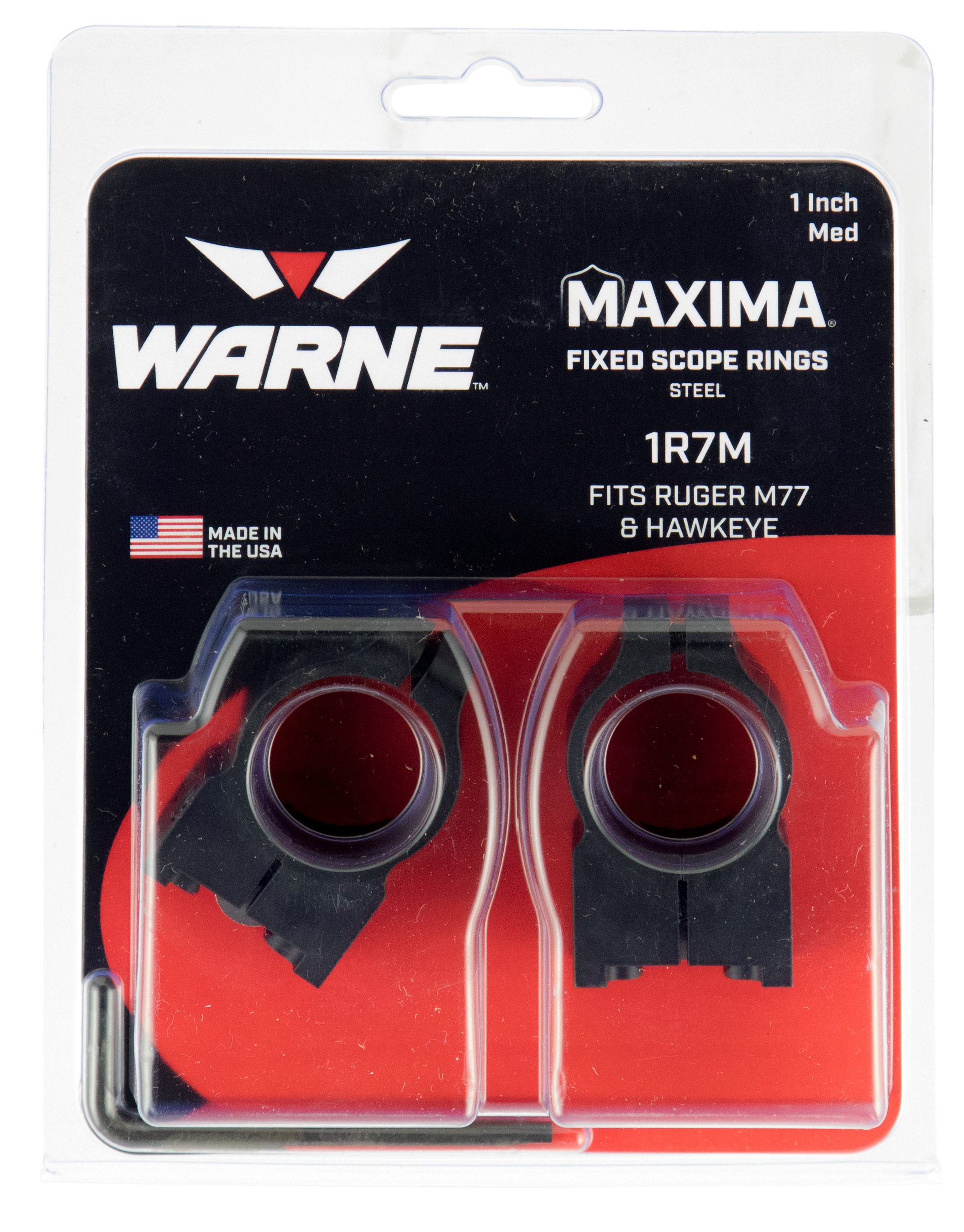 Warne Maxima Permanent Attach 1" Rings Matte, High, Tikka