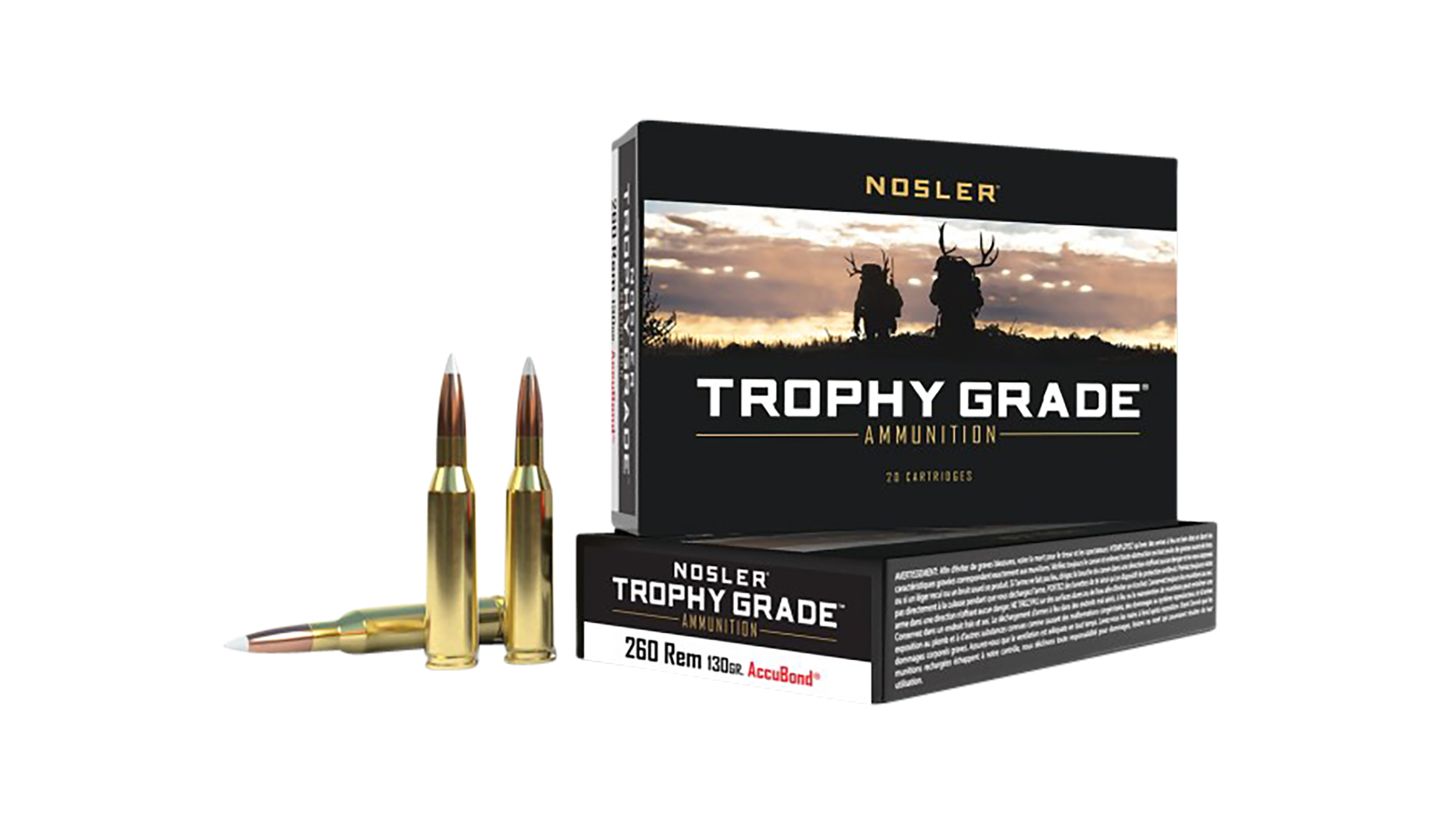 Nosler Trophy Grade Ammunition 260 Remington 130 Grain AccuBond 20RD