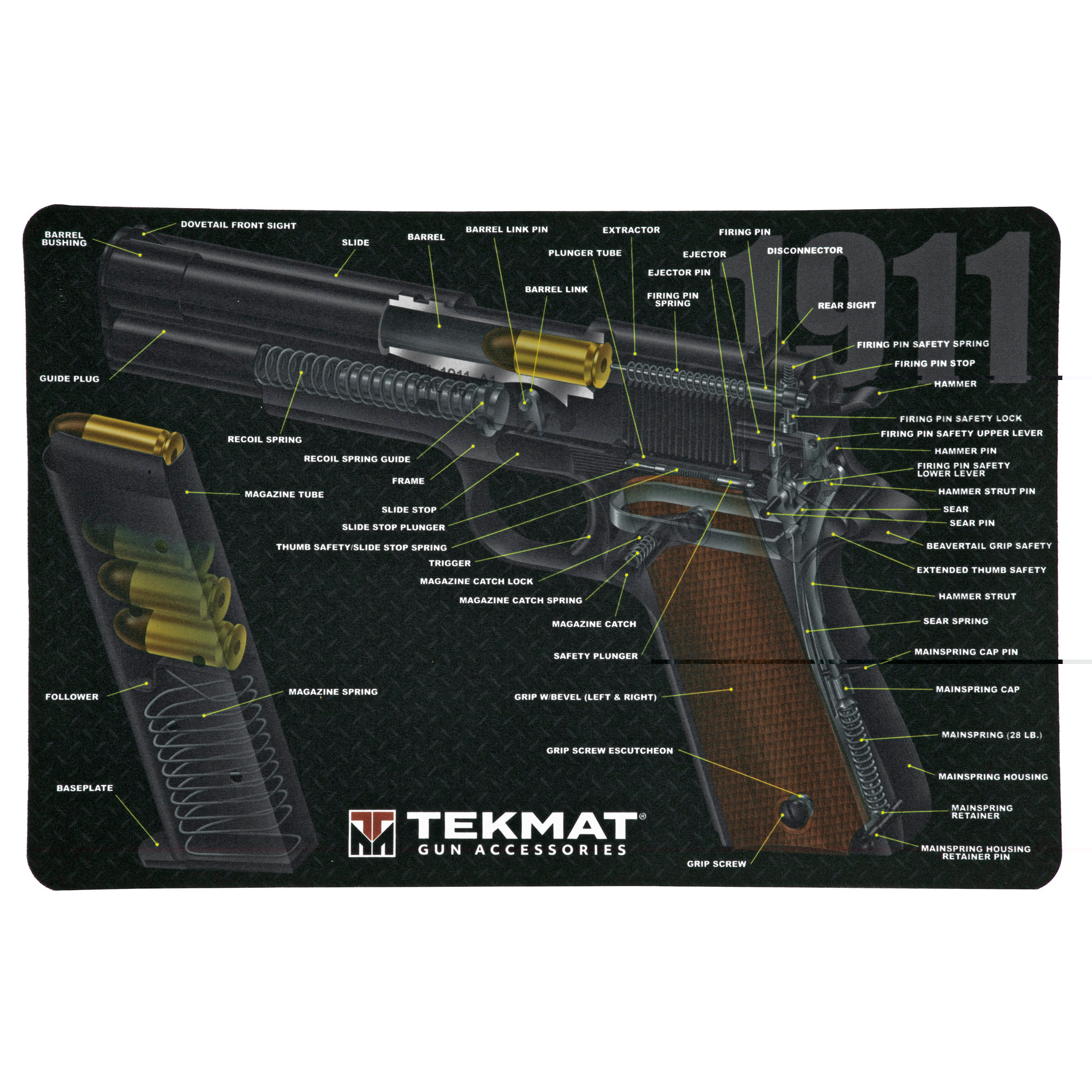 TekMat TEKR171911CA 1911 3D Cutaway Cleaning Mat Multi Color Rubber 17" Long