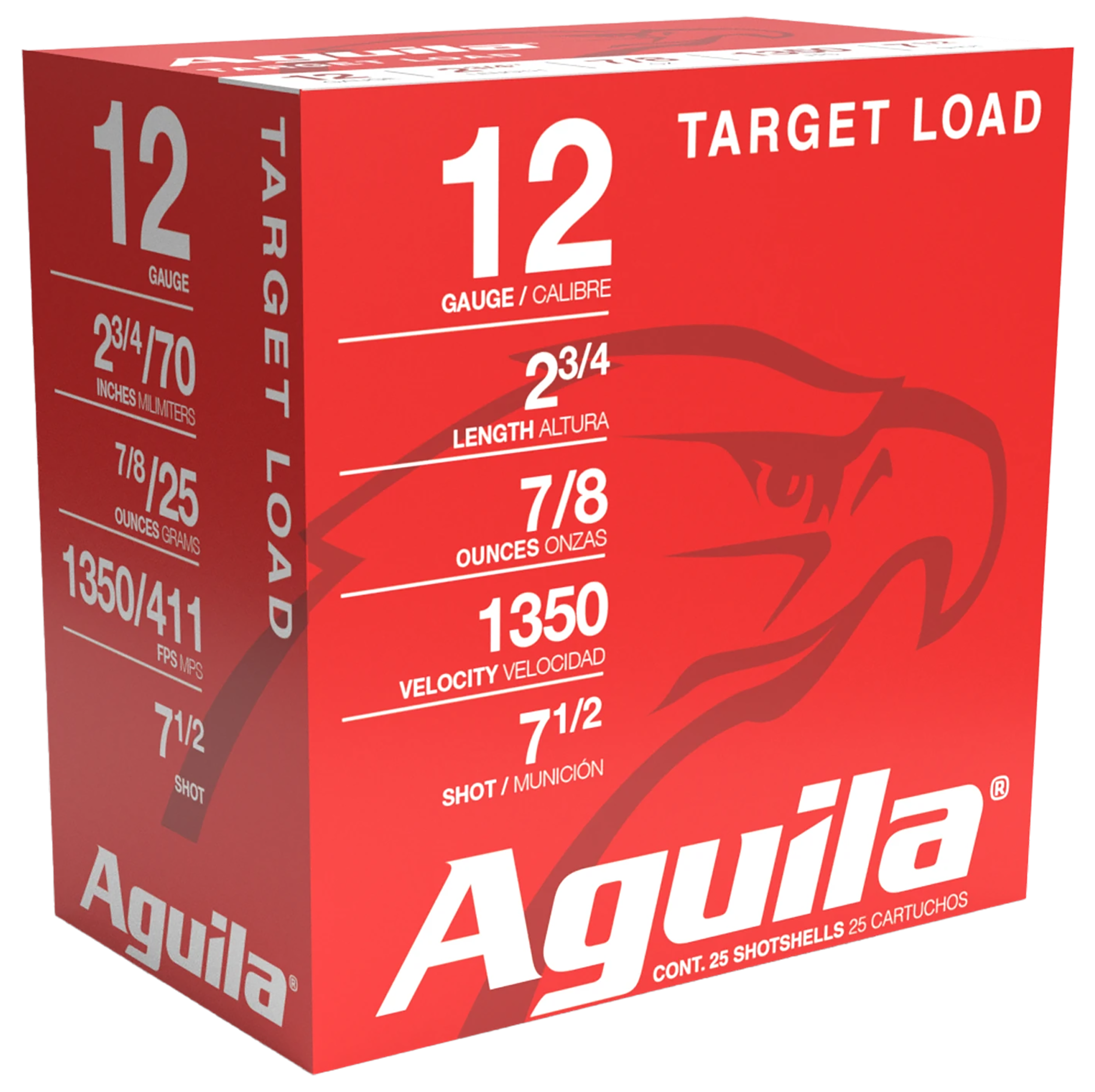 Aguila 1CHB1250 Target Load Competition 12 Gauge 2.75" 7/8 oz 7.5 Shot 25 Per Box/ 10 Cs