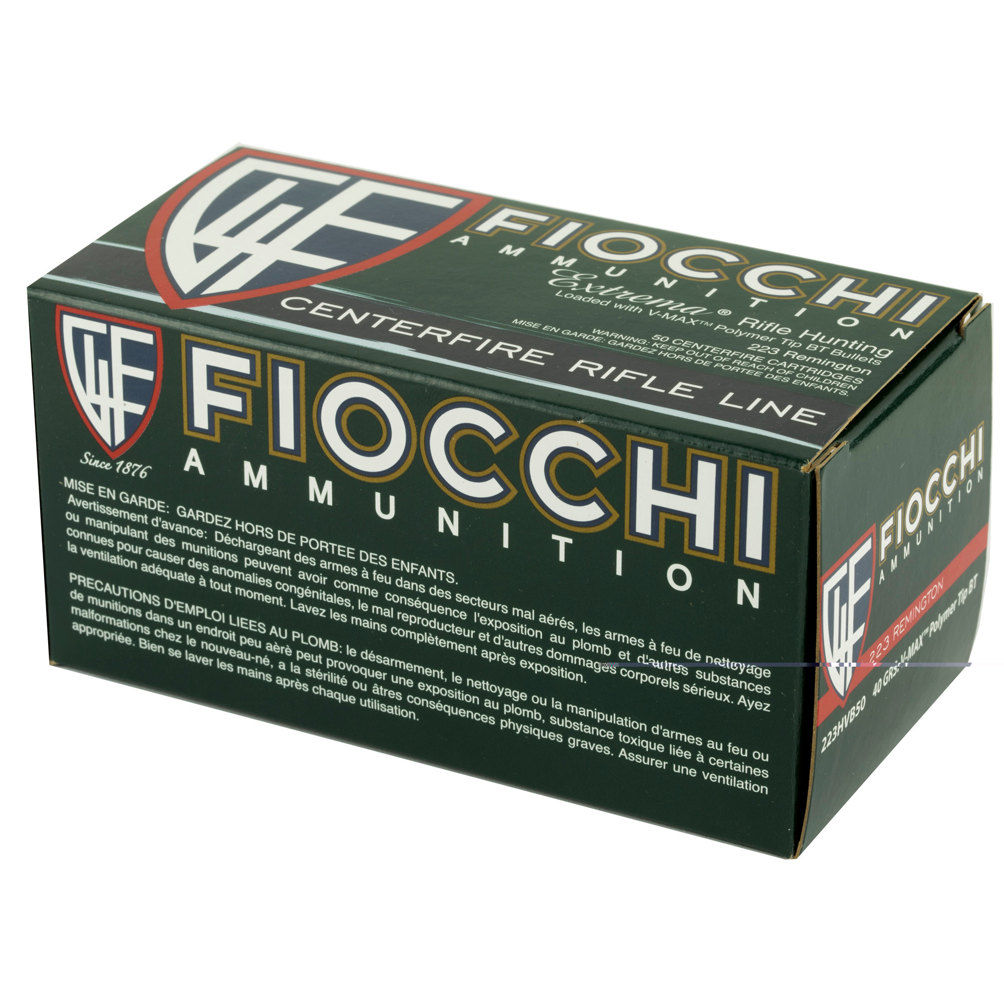 Fiocchi Field Dynamics Ammunition 223 Remington 40 Grain Hornady V-MAX Ammunition