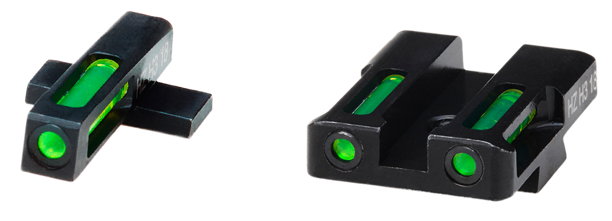 HIVIZ LiteWave H3 Night Sight Set Springfield XD,XDS,XDE, XD-M 3-Dot Tritium Green Litepipe with White Front Ring