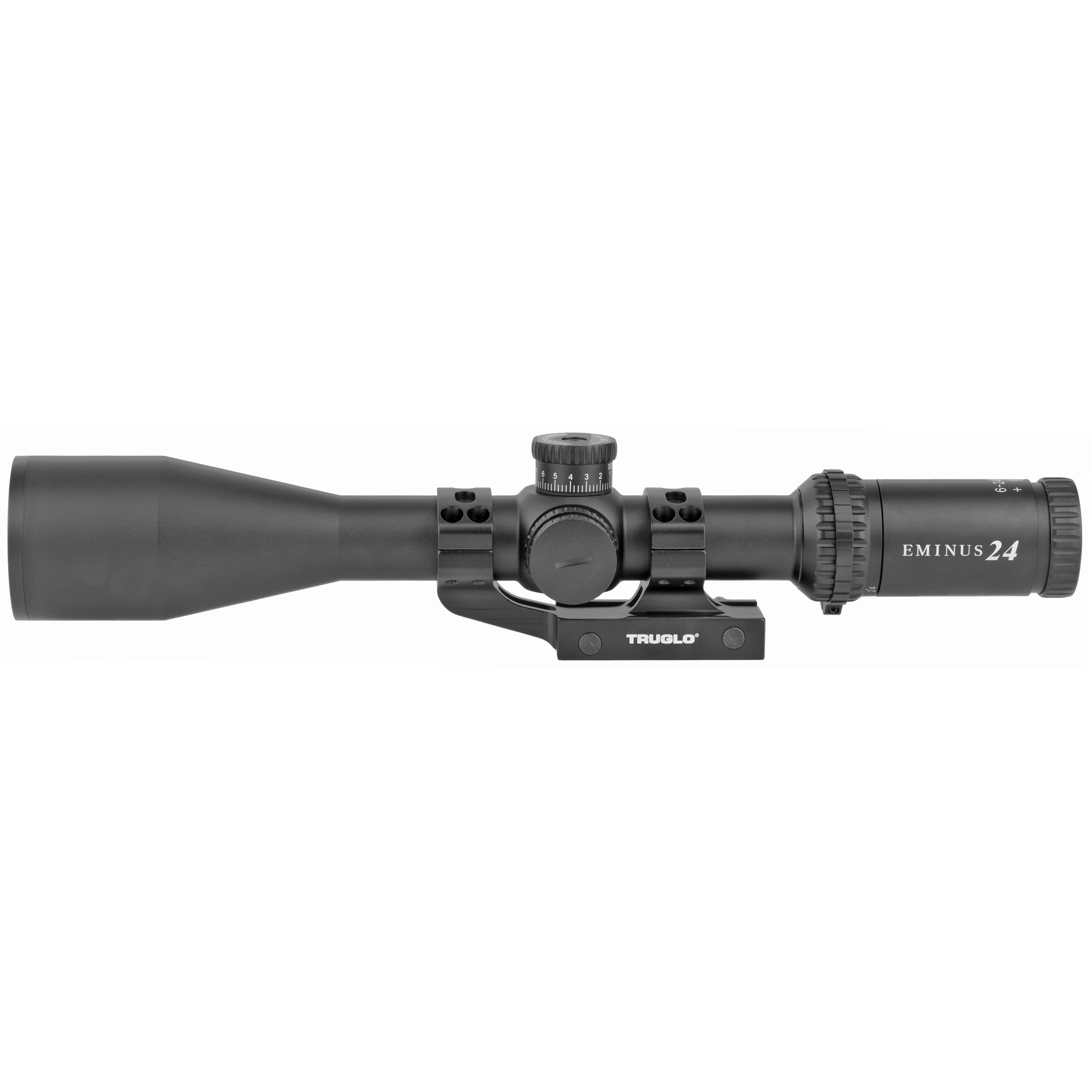 Truglo 6-24x50 Eminus Tactical 30mm Riflescope Matte, Illuminated TacPlex, Side Focus, Locking Target Turre