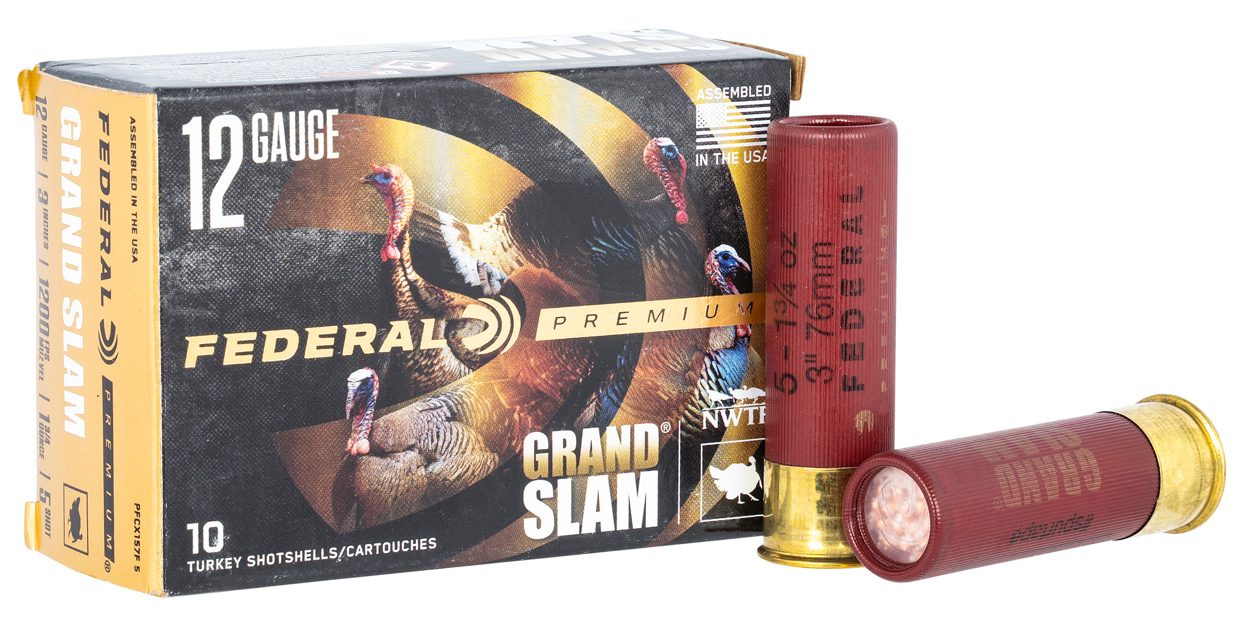 Federal PFCX157F5 Premium Grand Slam 12 Gauge 3" 1 3/4 oz 5 Shot 10 Per Box/25 Cs