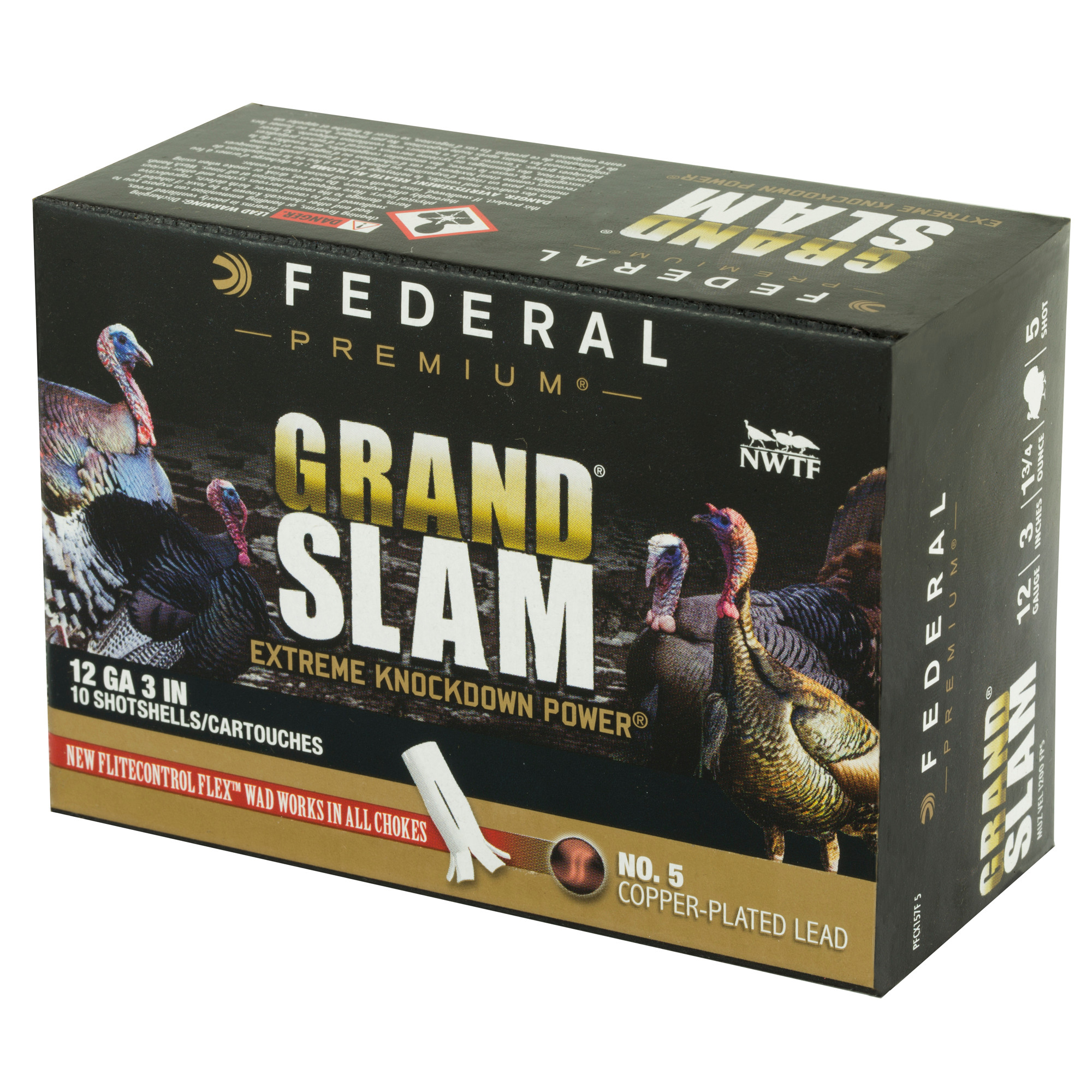 Federal PFCX157F5 Premium Grand Slam 12 Gauge 3" 1 3/4 oz 5 Shot 10 Per Box/25 Cs