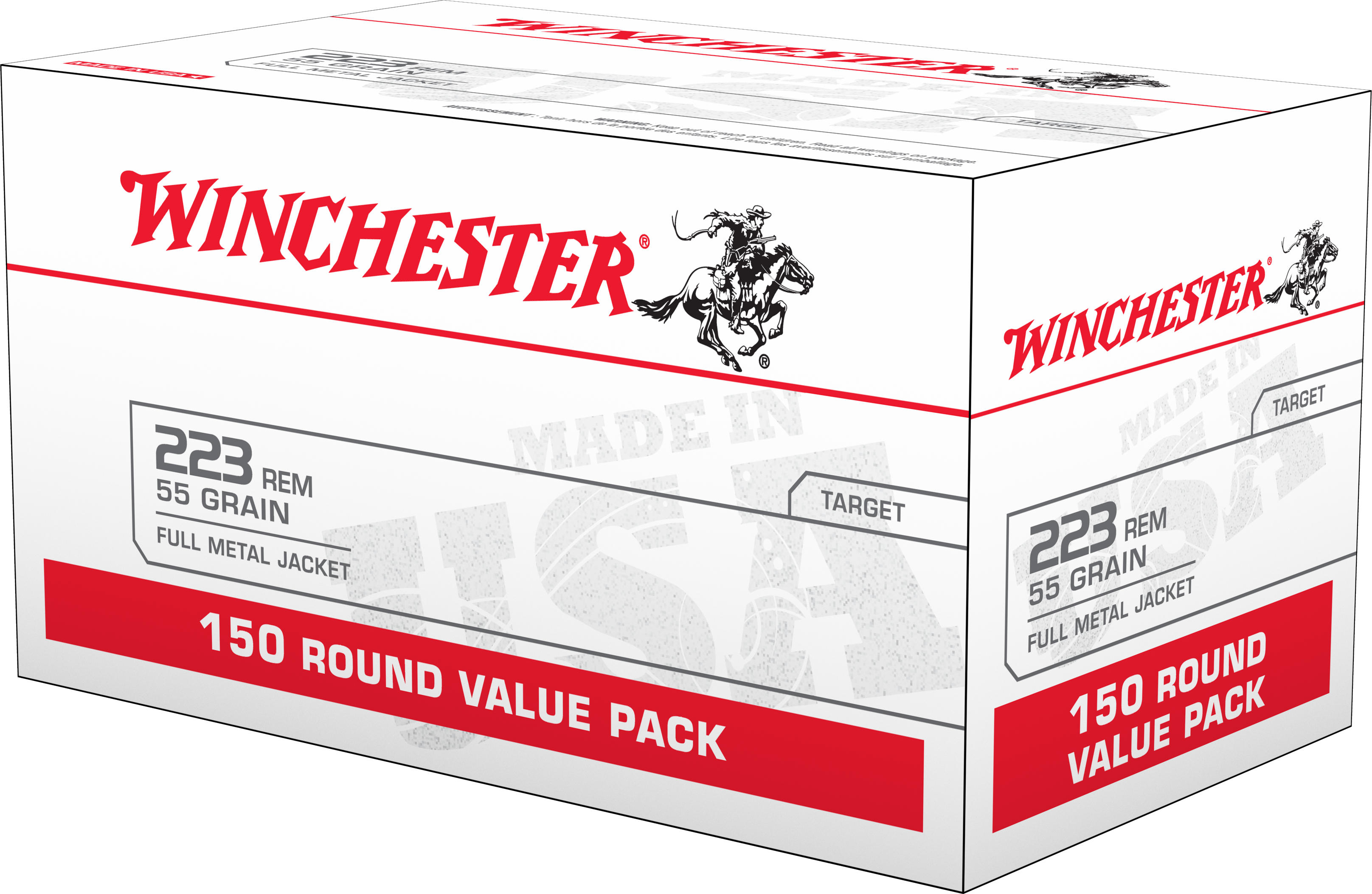 Winchester Ammo W223150 USA223 Rem 55 gr 3240 fps FMJ150 Bx/4 Cs (Value Pack)