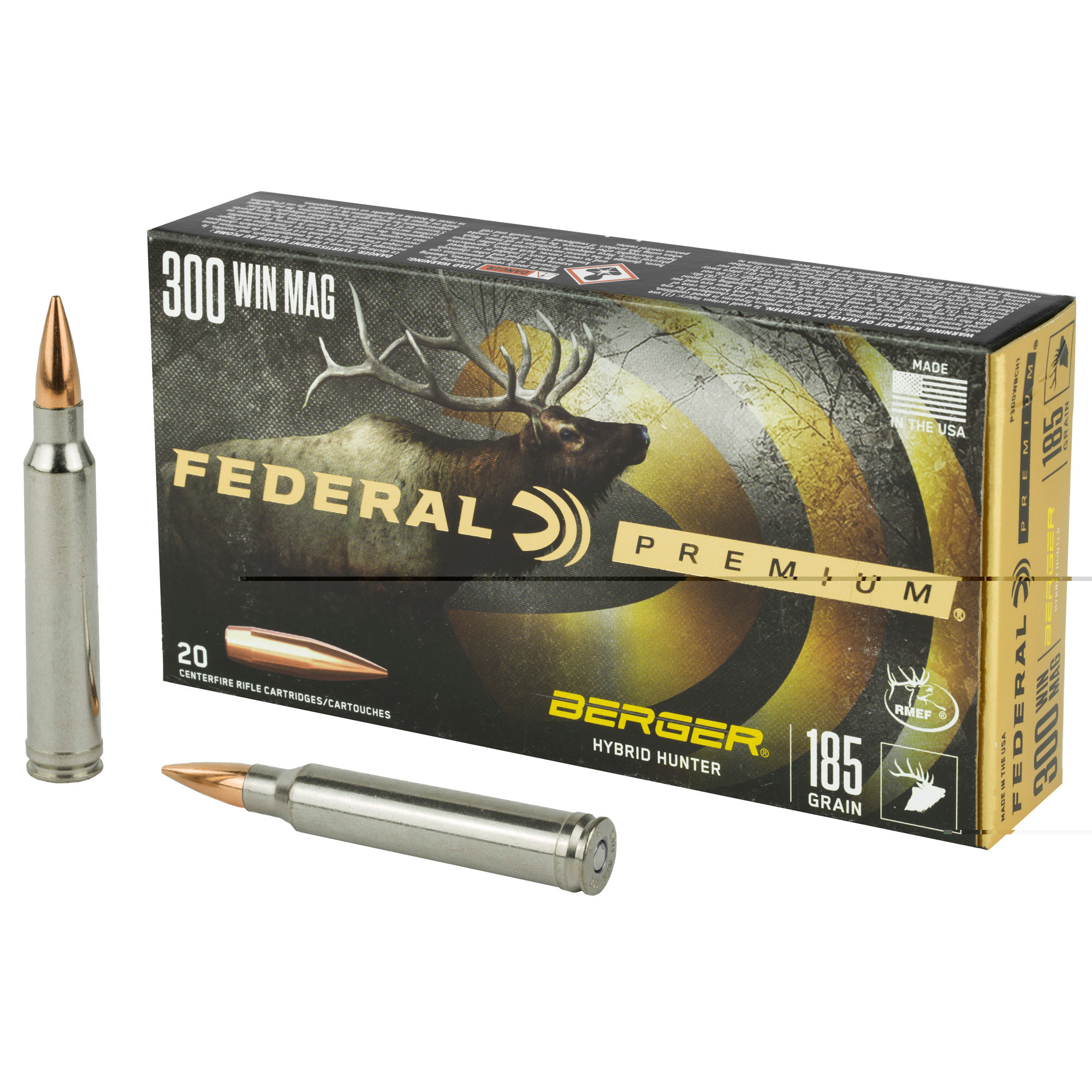 Federal Premium Ammunition 300 Winchester Magnum 185 Grain Berger Hybrid Hunter 20RD