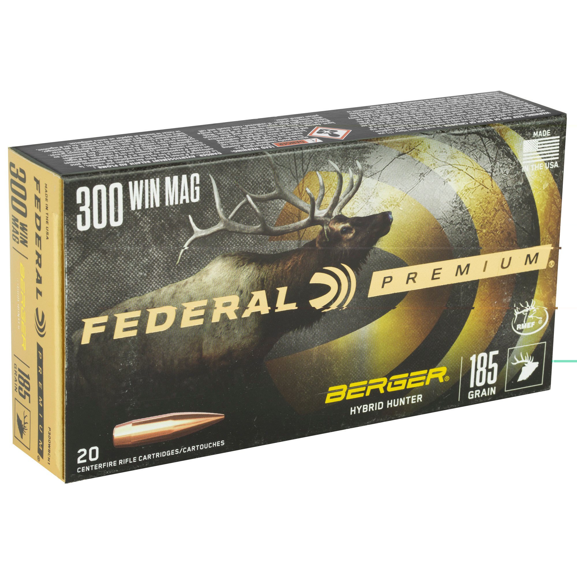 Federal Premium Ammunition 300 Winchester Magnum 185 Grain Berger Hybrid Hunter 20RD