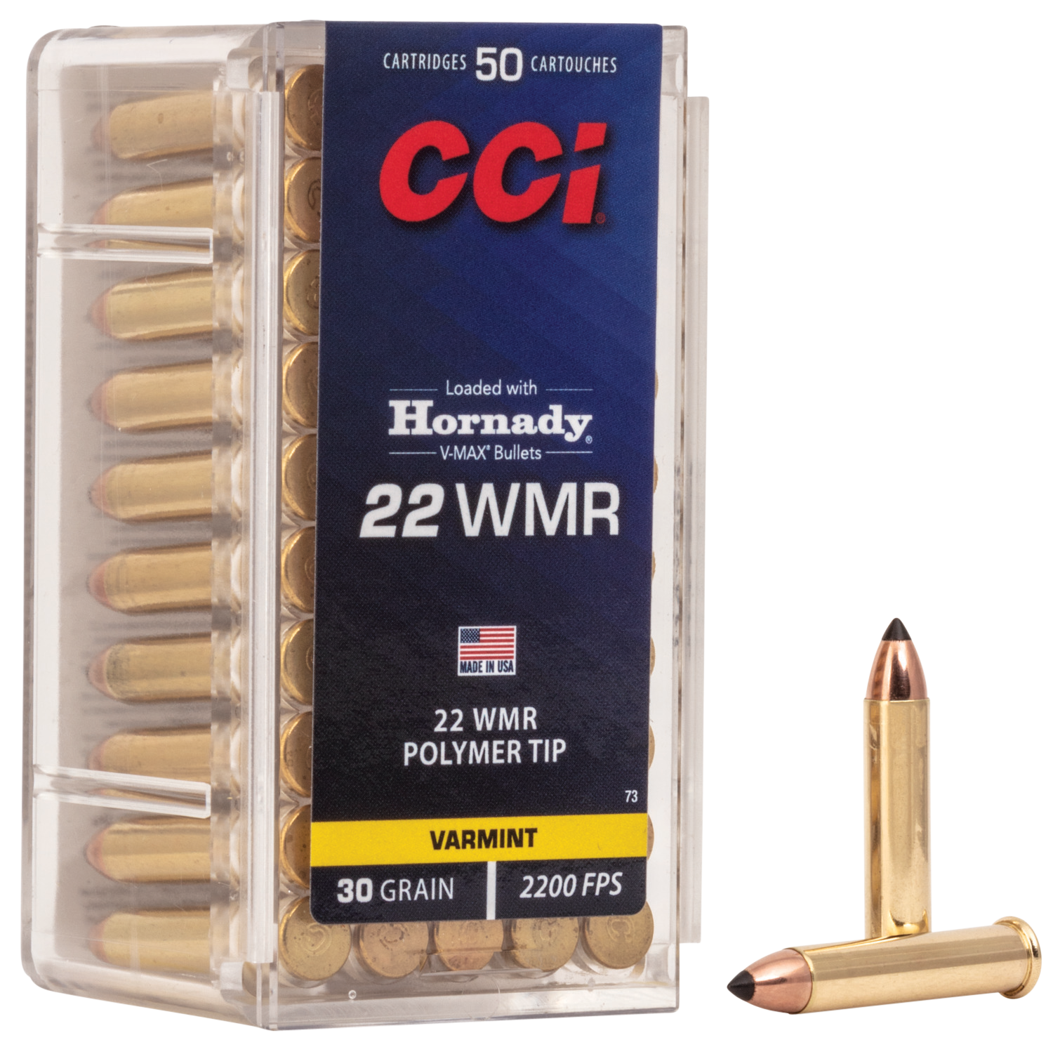 CCI 0073 Varmint VMAX 22 WMR 30 gr Hornady V-Max (VMX) 50rd Bx