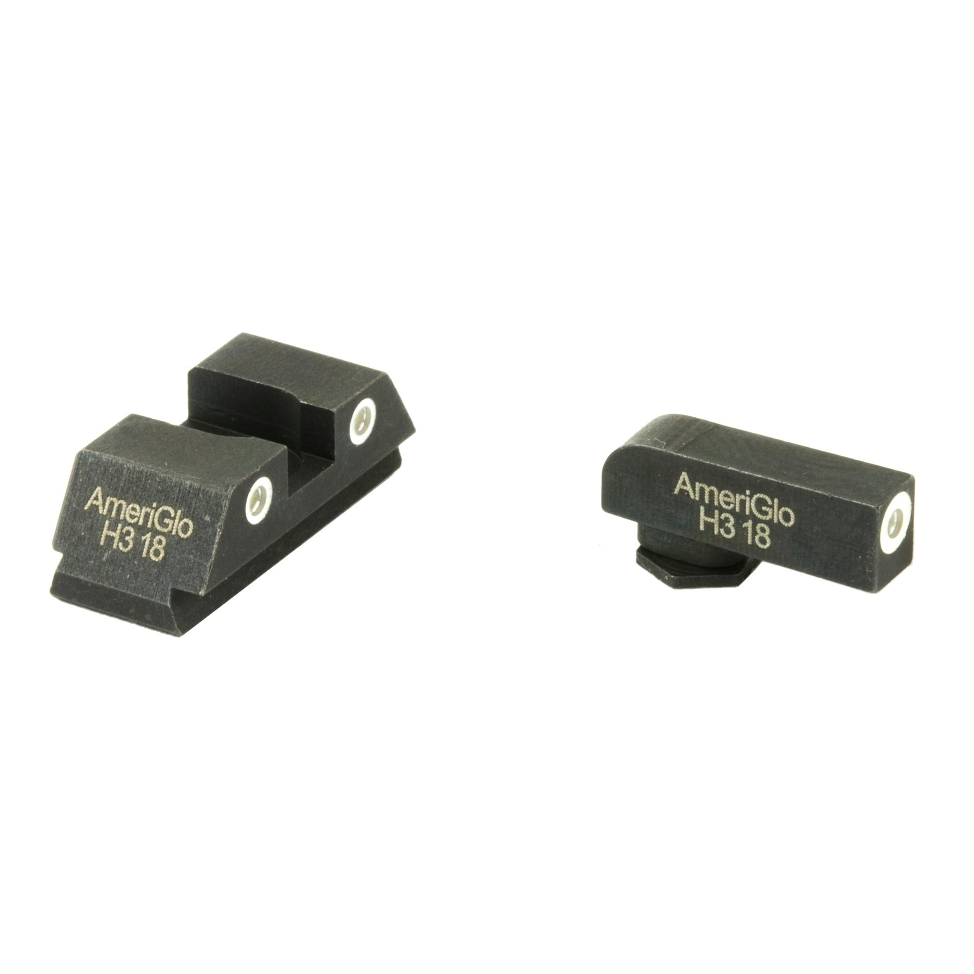AmeriGlo GL431 Classic Tritium Sight Set for GlockBlack | Green Tritium White Outline Front Sight Yellow Tritium White Outline Rear Sight