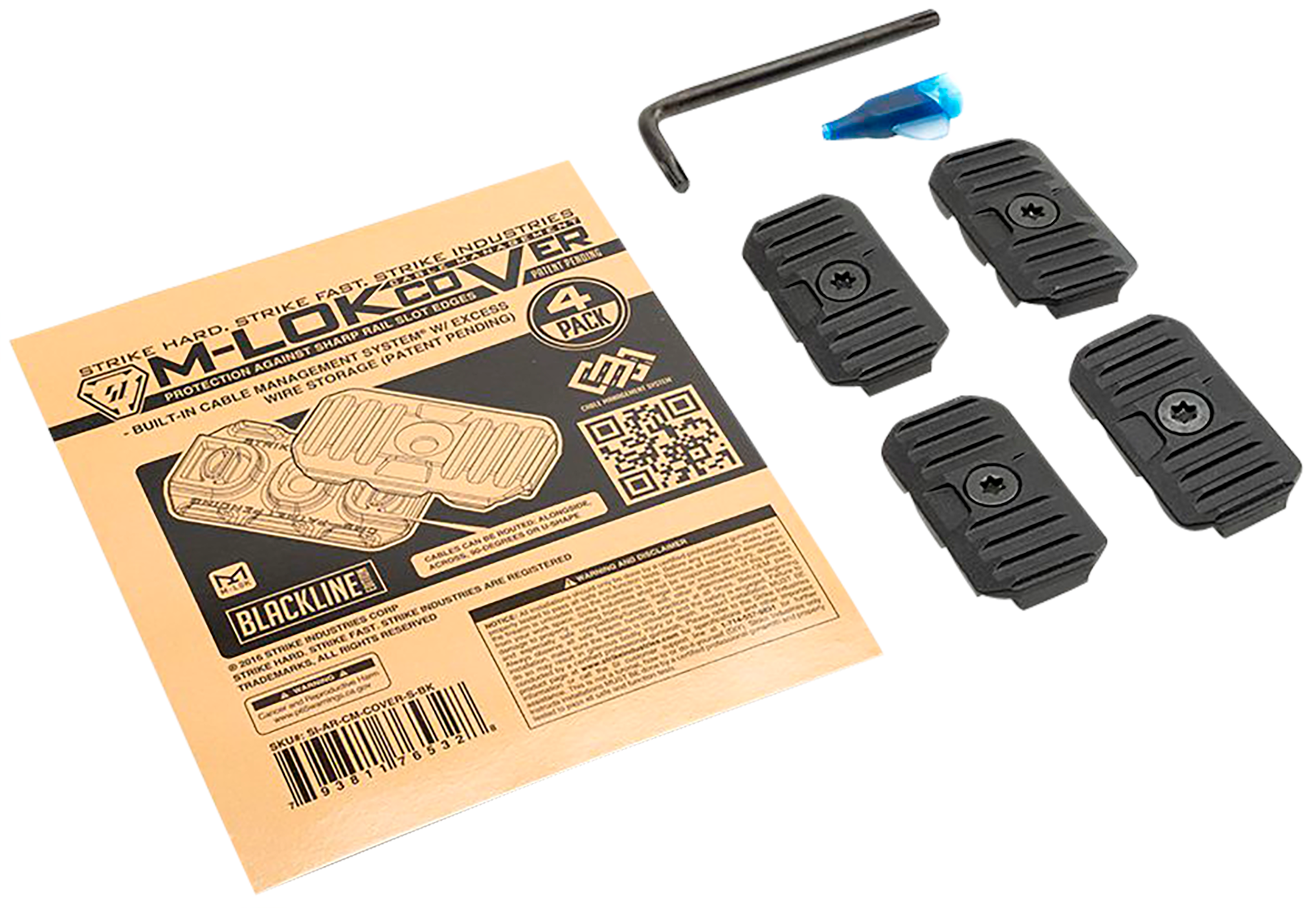 Strike Industries ARCMCOVERSBK Cable Management Cover Short 1.57"L Black Polymer for M-Lok