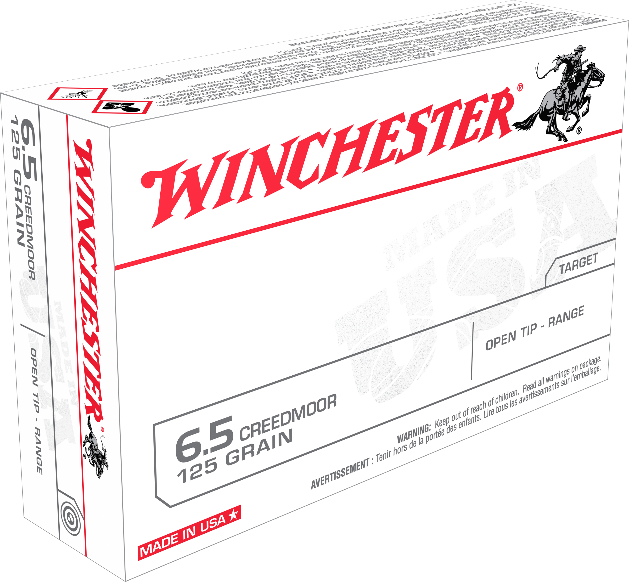 Winchester USA Ammunition 6.5 Creedmoor 125 Grain Open Tip Range 20RD
