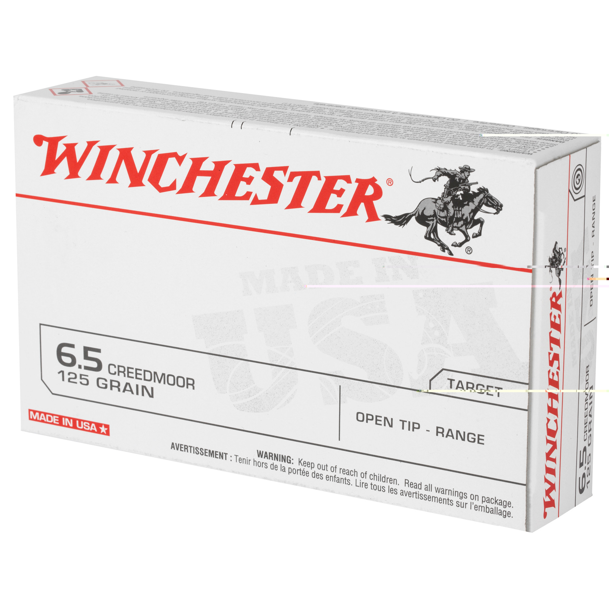 Winchester USA Ammunition 6.5 Creedmoor 125 Grain Open Tip Range 20RD