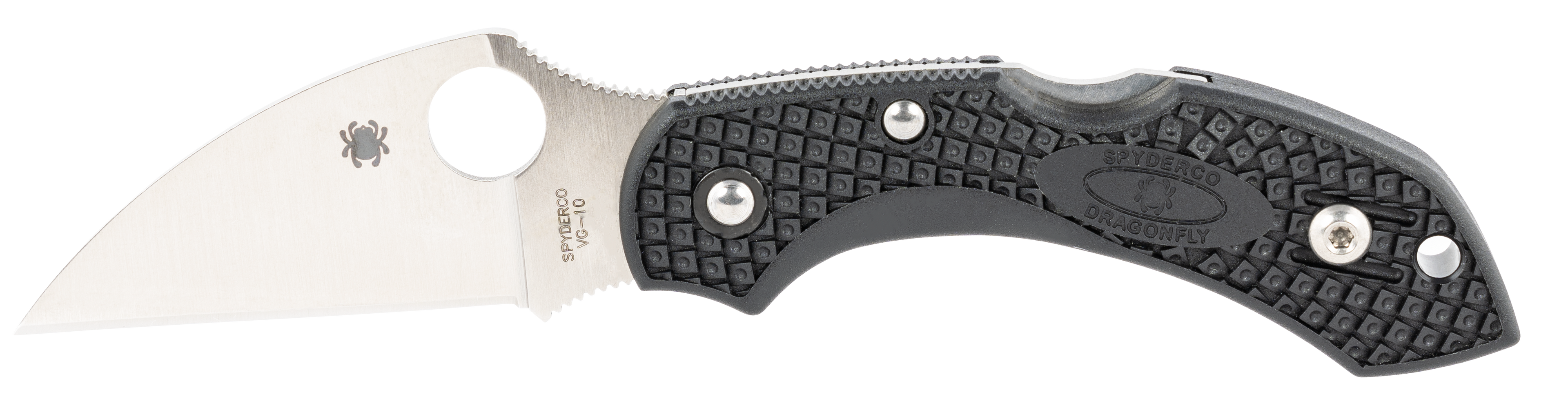 Spyderco C28FPWCBK2 Dragonfly 2 Lightweight 2.28" Folding Wharncliffe Plain VG-10 SS Blade Black Bi-Directional Texturing FRN Handle Includes Pocket Clip