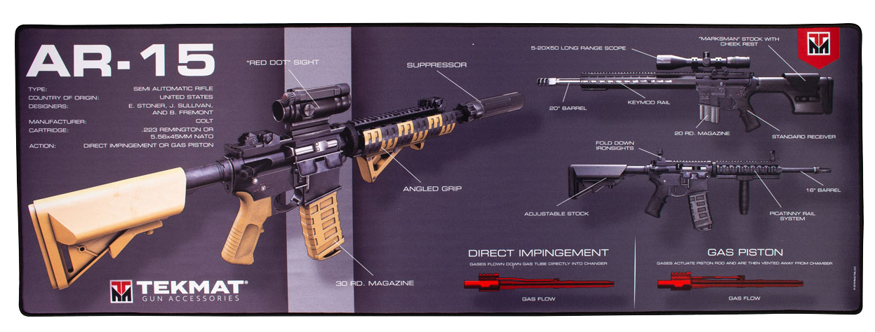 TekMat TEKR44AR15WPD AR-15 Weapons Platform Design Ultra Cleaning Mat Multi Color Rubber 44" Long AR-15 Weapons Platform