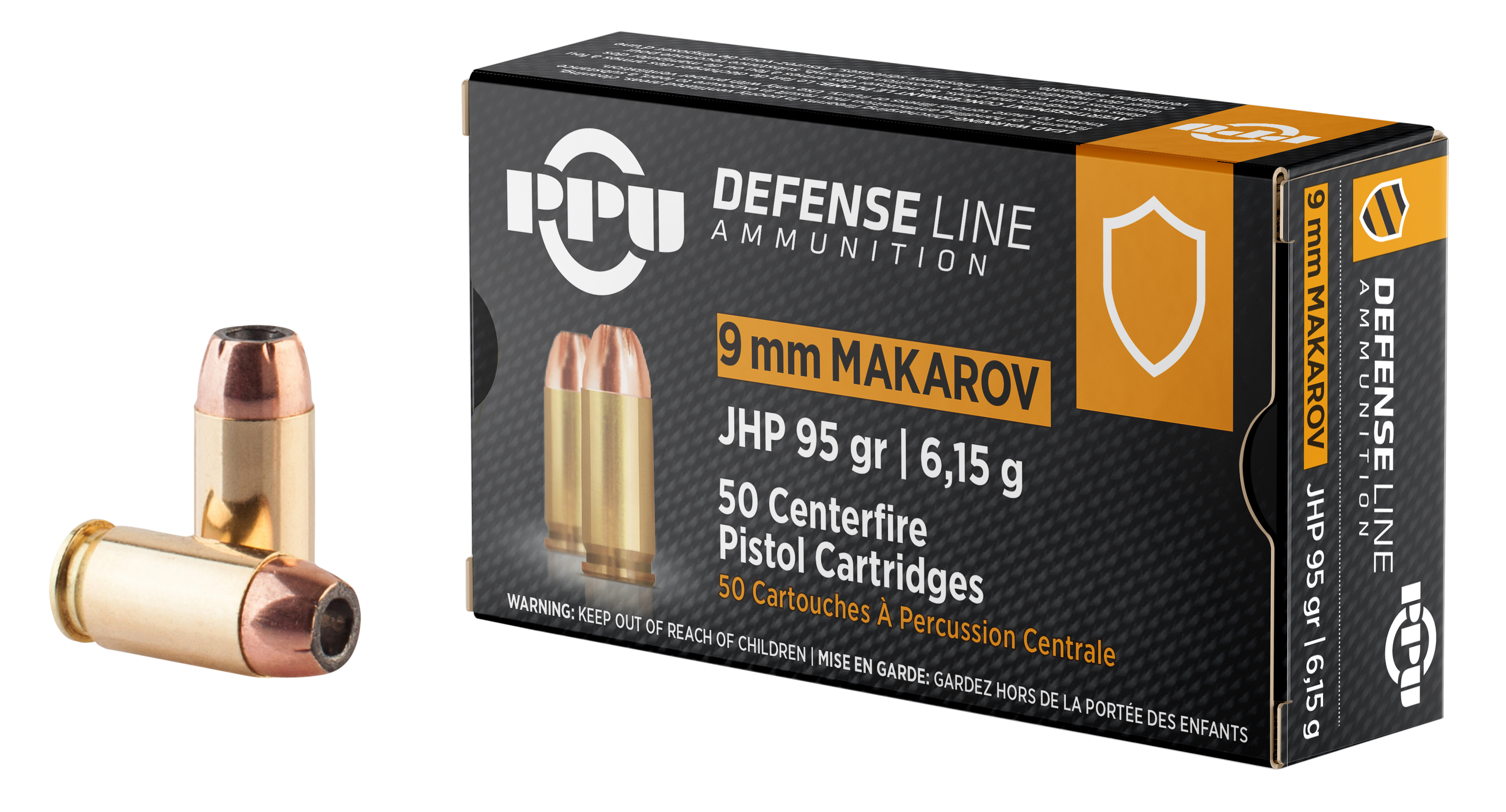 PPU PPD9M Defense Handgun 9x18 Makarov 95 gr Jacketed Hollow Point (JHP) 50rd Bx