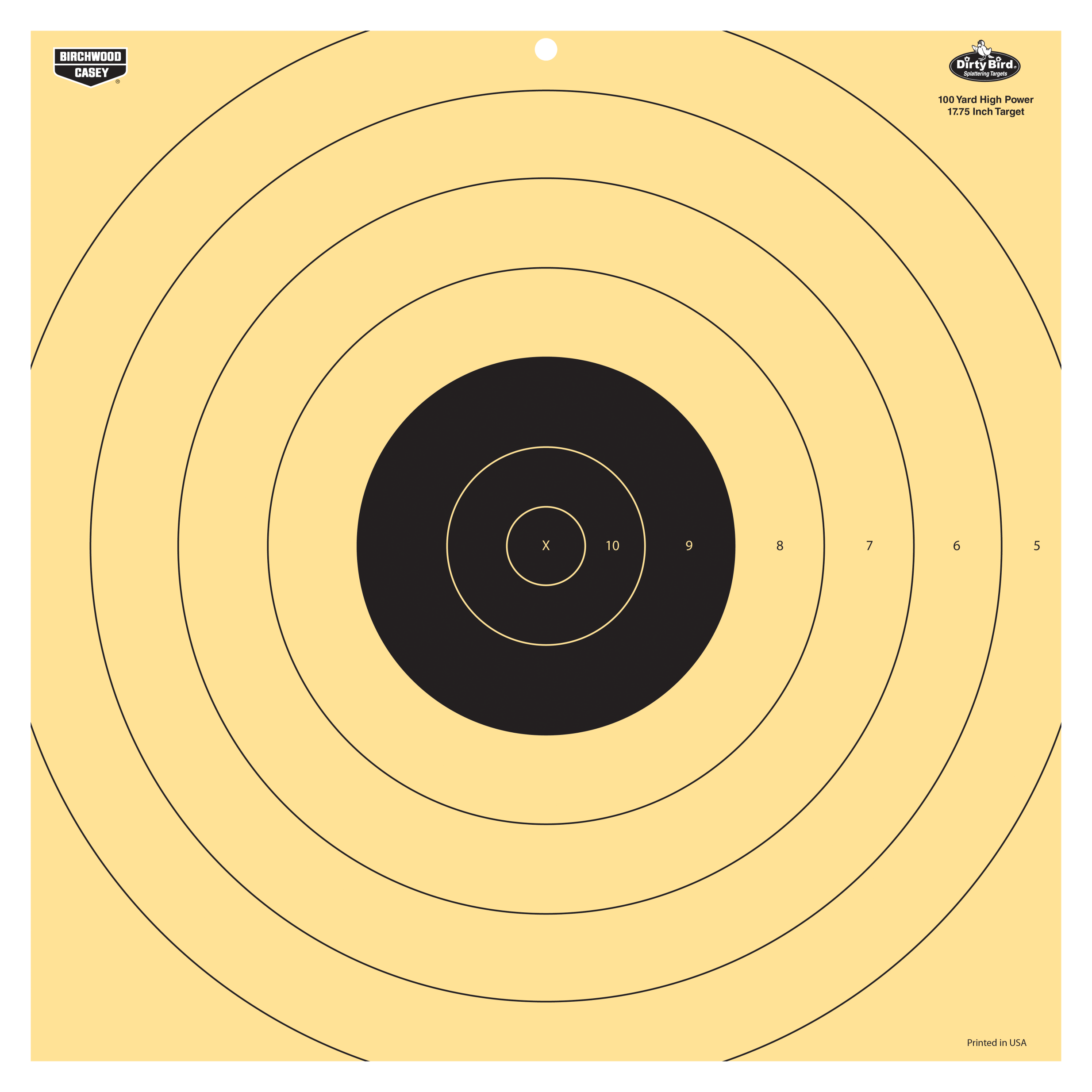 Birchwood Casey 35186 Dirty Bird17.25" Bullseye Tagboard Hanging 100 yds Rifle Black/White 5 Pack