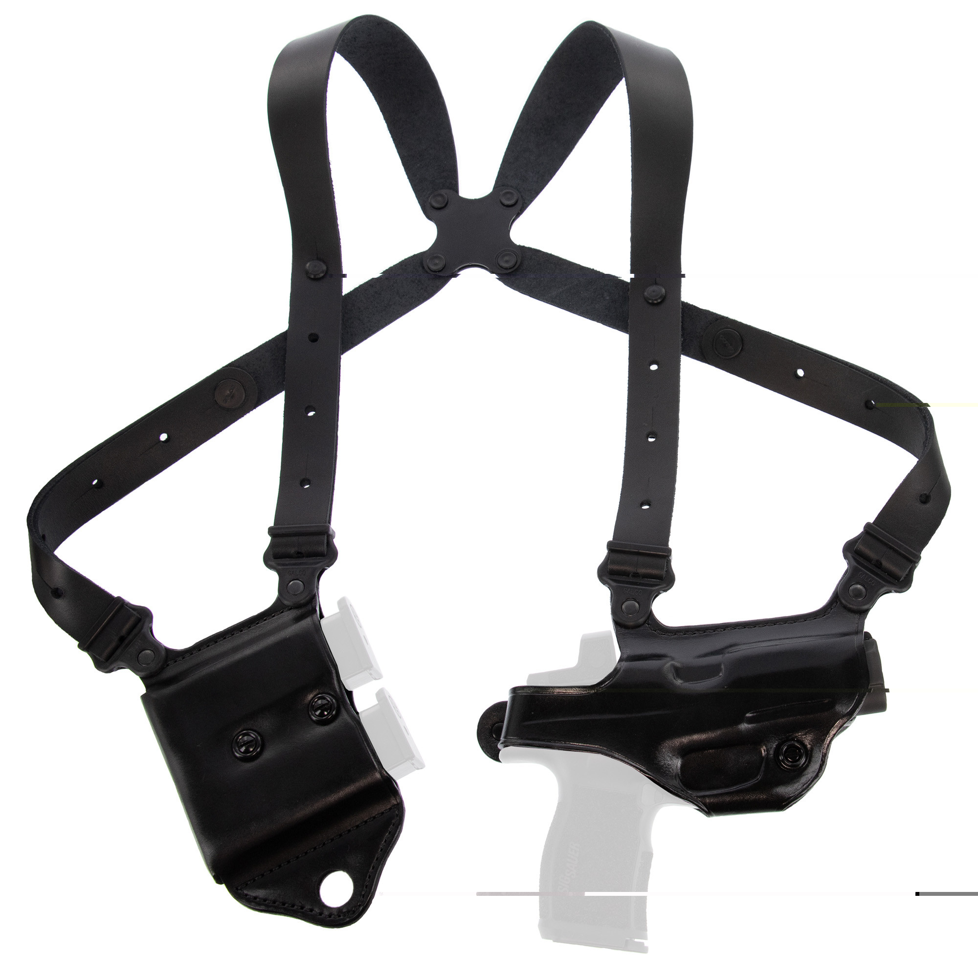 Galco MCII870RB Miami Classic II Shoulder System Size Fits Chest Up To 56" Black Leather Harness Fits Sig P365 Fits Sig P365XL Fits Sig P365 SAS Right Hand