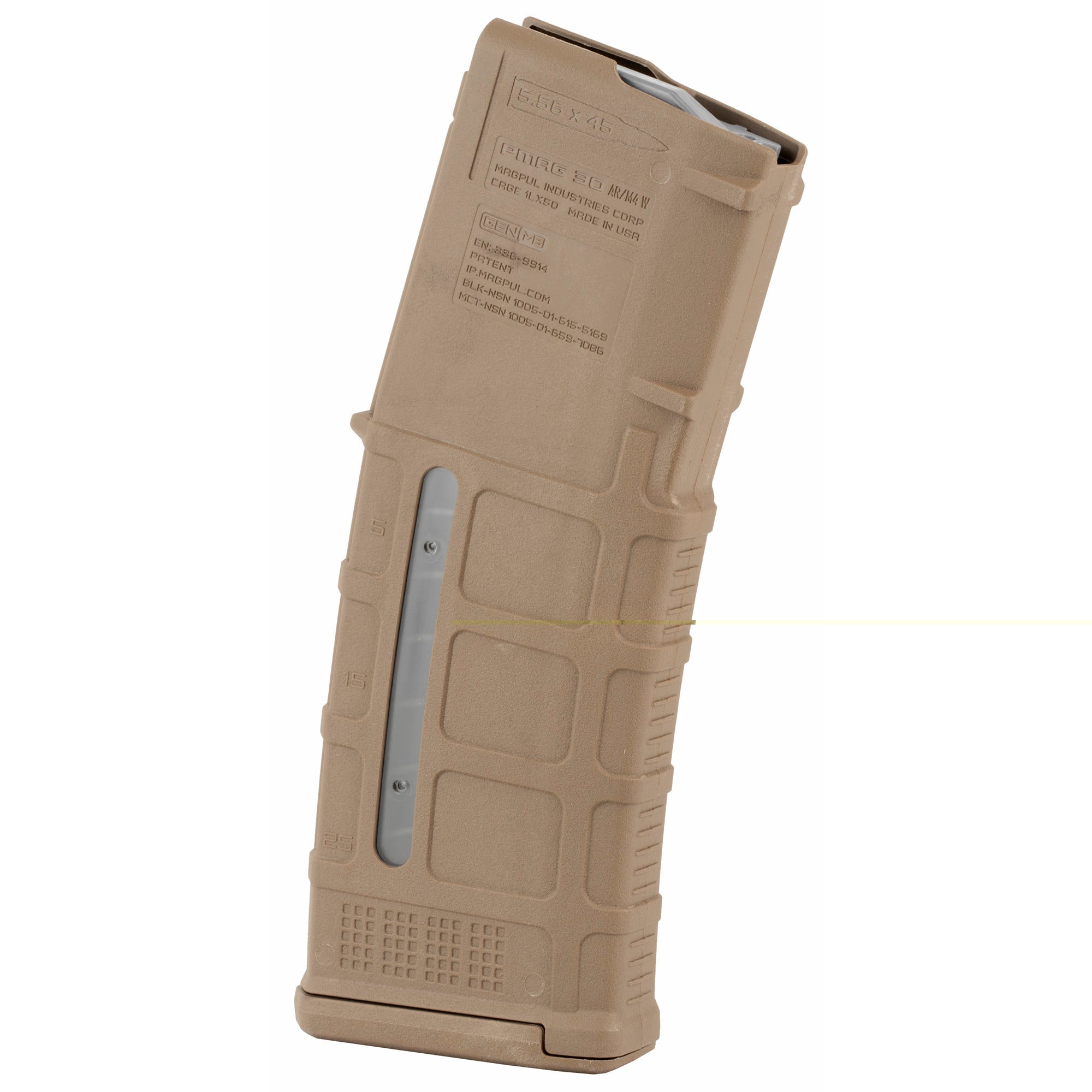 Magpul MAG556-MCT PMAG GEN M3 Coyote Tan Detachable with Capacity Window 30rd 223 Rem, 5.56x45mm NATO for AR-15, M16, M4