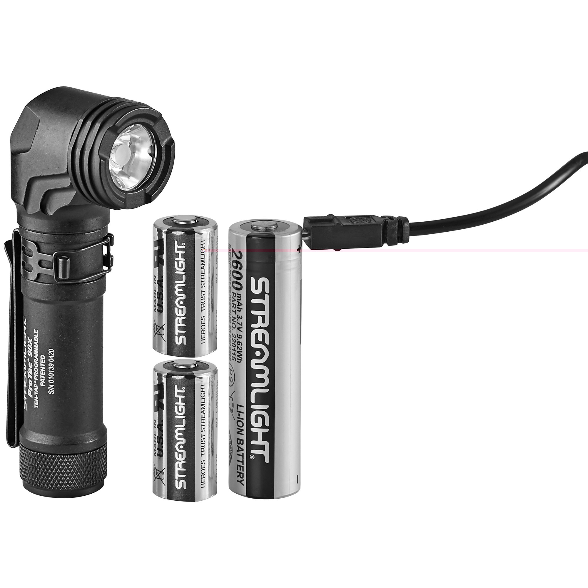 Streamlight ProTac 90X Flashlight LED with Rechargeable Battery Aluminum Black